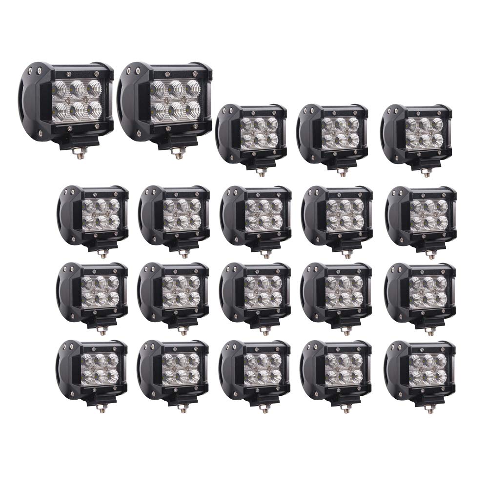 Greatech 20PCS 18W LED Light Pods - Waterproof Off-Road Flood Lights for Trucks, ATV, UTV, SUV, Cars & Boats | Durable Driving Light Bars for Bumper, Fog & Outdoor Adventure Lighting