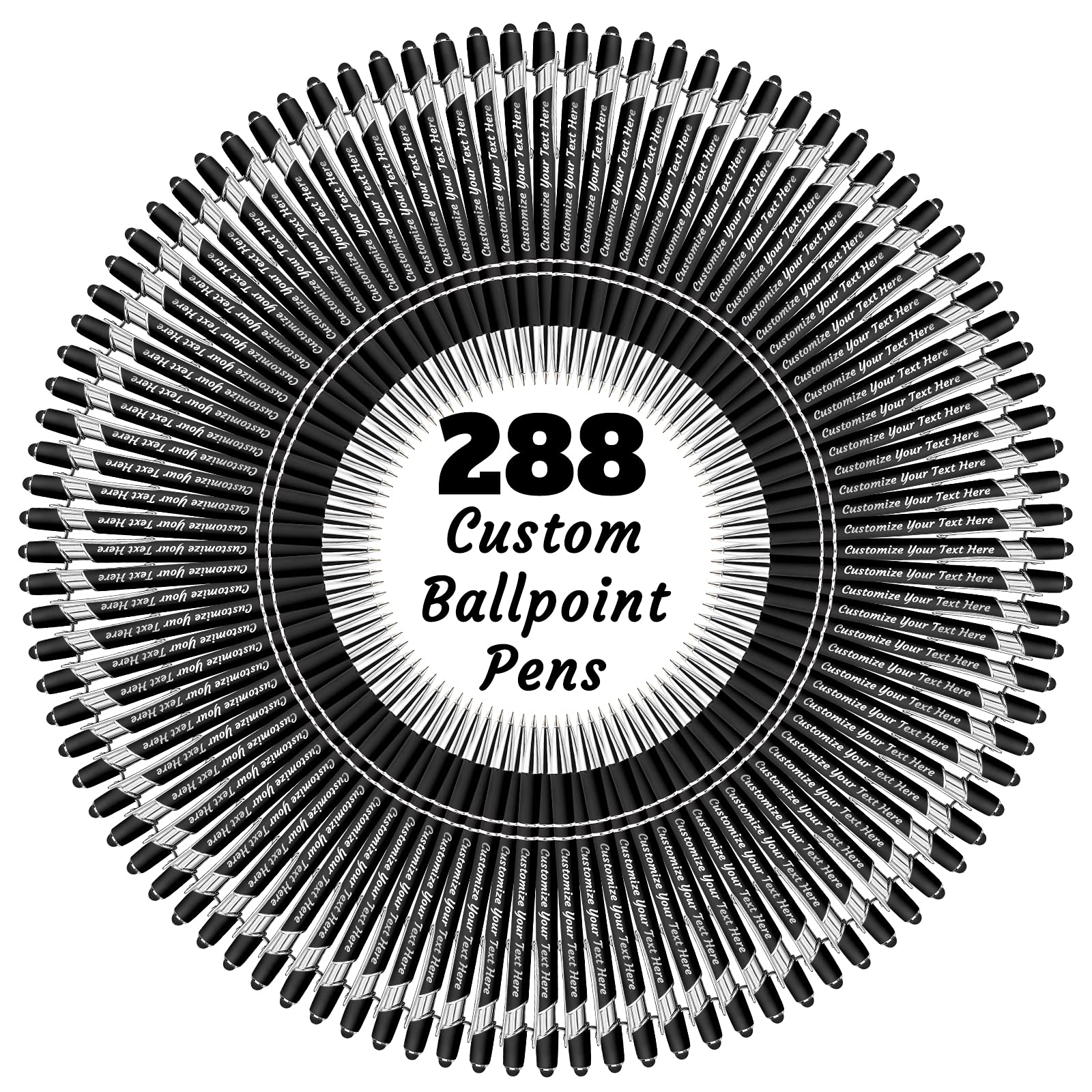 YanNanKe 288 PCS Custom Engraved Ballpoint Pens with Stylus - Personalized Bulk Pens for Name or Text - Medium Point Black Ink - Perfect for Anniversary, Birthday, Graduation Gifts - Great for Office, School, Promotions & Corporate Events