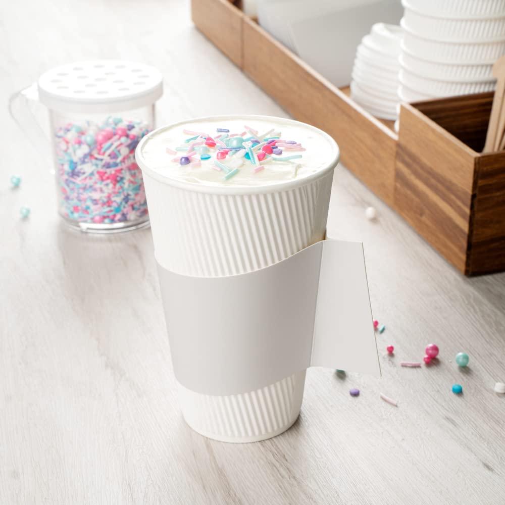 Restpresso 1000 Disposable Hot Coffee Cup Sleeves with Handle - Fits 12oz, 16oz & 20oz Cups | Gray Paper Coffee Jackets for Takeout, Cafes & Office Break Rooms (Cups Sold Separately)