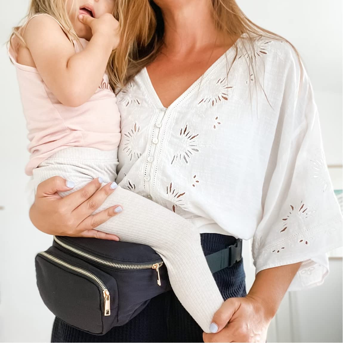 **Ditty Co. Small Diaper Bag for Women - Portable Baby Changing Pad with Wipe Holder - Crossbody Travel Essentials (True Black) - Perfect for On-the-Go Moms & Baby Outings**