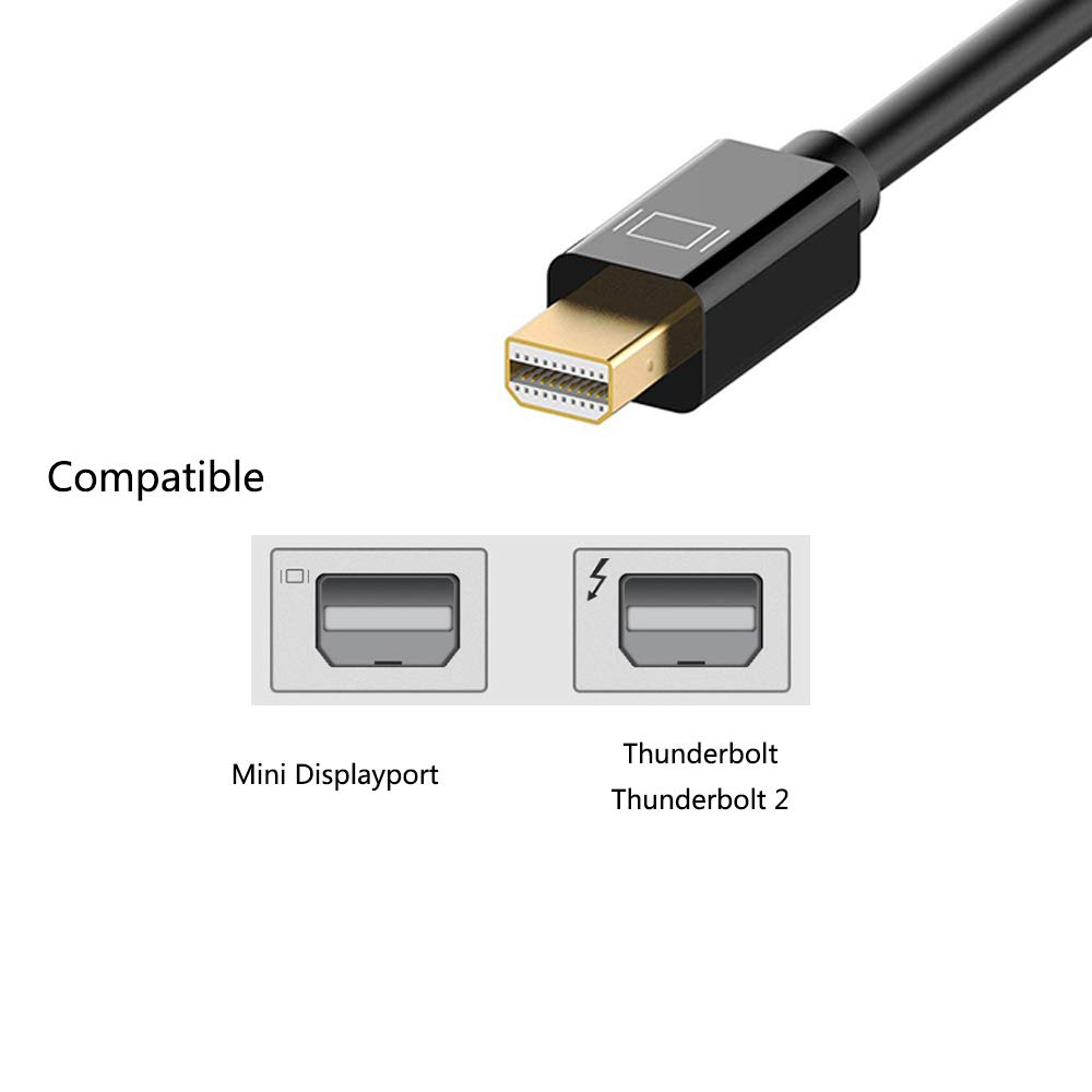 Gold-Plated Mini DisplayPort to HDMI Adapter | Thunderbolt to HDMI Cable for MacBook Pro/Air, Mac Mini & Surface Pro | 4K Video Streaming, Home Theater & Office Presentations