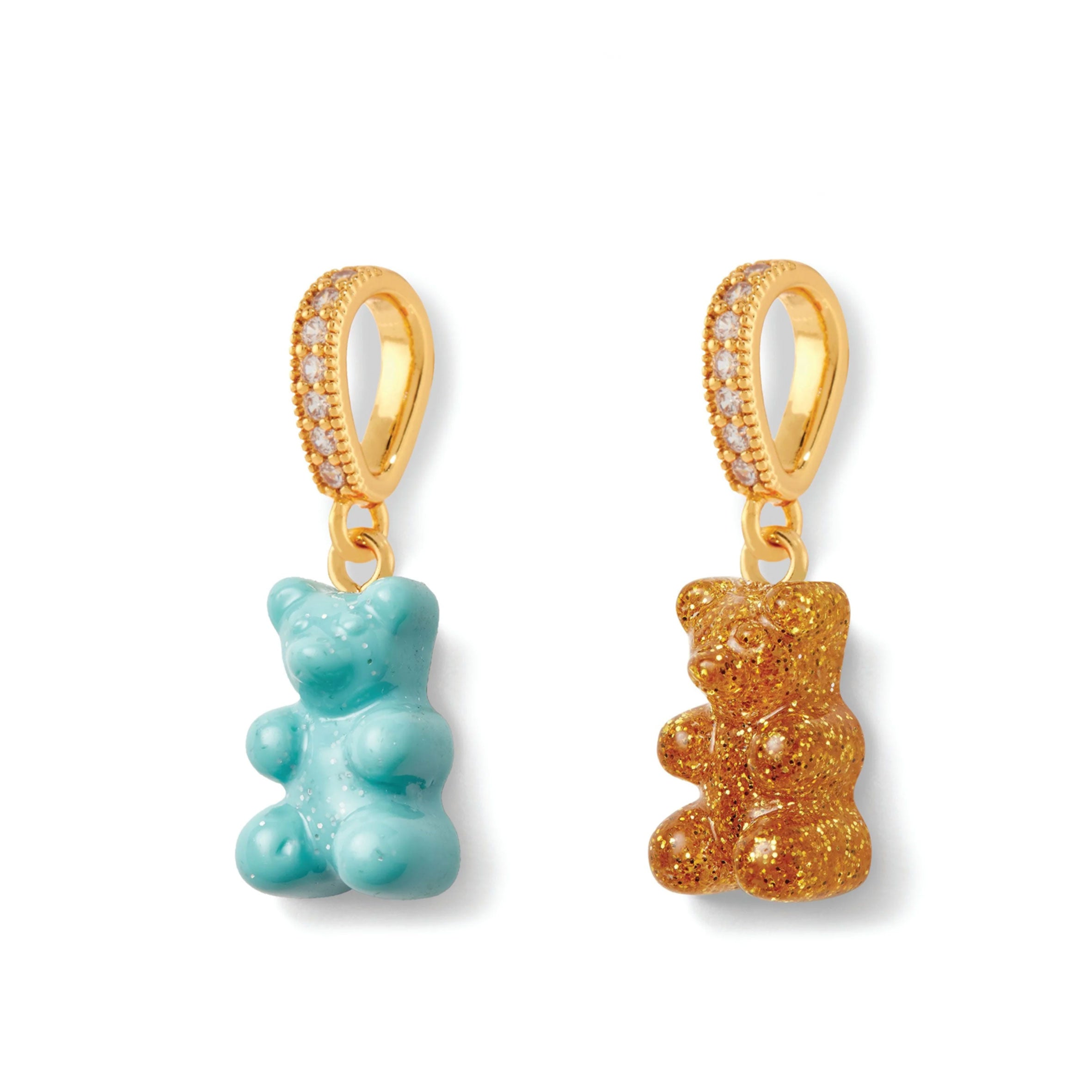 Vintage Bear Glitter Pendant Necklace with Crystal Connector - Perfect for Christmas Gifts, Party Jewelry & Fashion Accessories