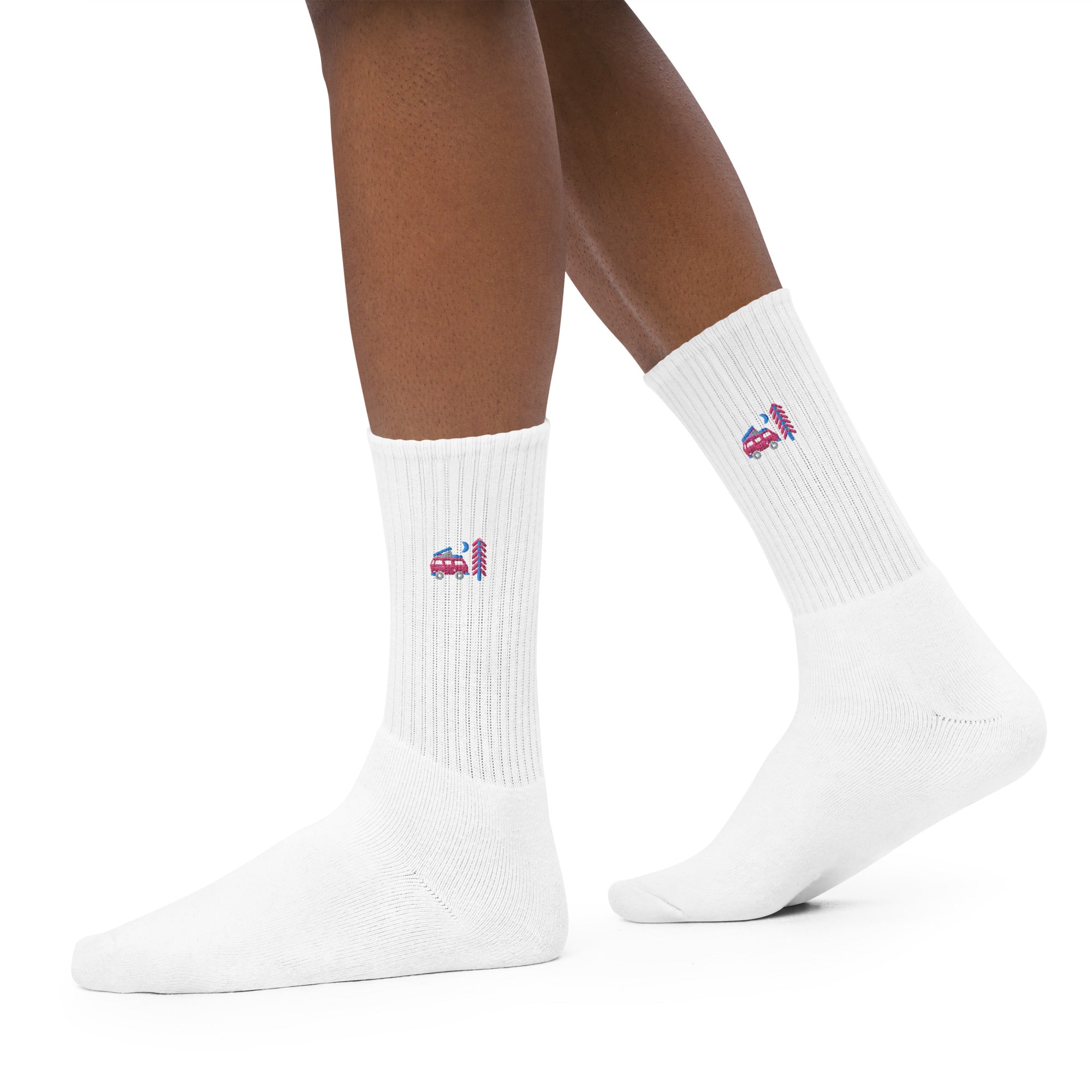 Go Outside Van & Moon Embroidered Socks - Comfortable Hiking & Camping Socks for Outdoor Adventures