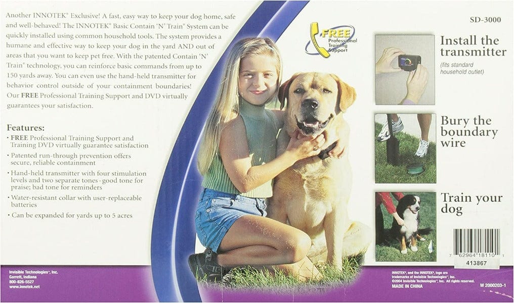 Innotek Basic Contain 'N' Train In-Ground Dog Fence & Remote Training System – Safe Pet Containment & Behavior Correction for Backyards & Large Properties