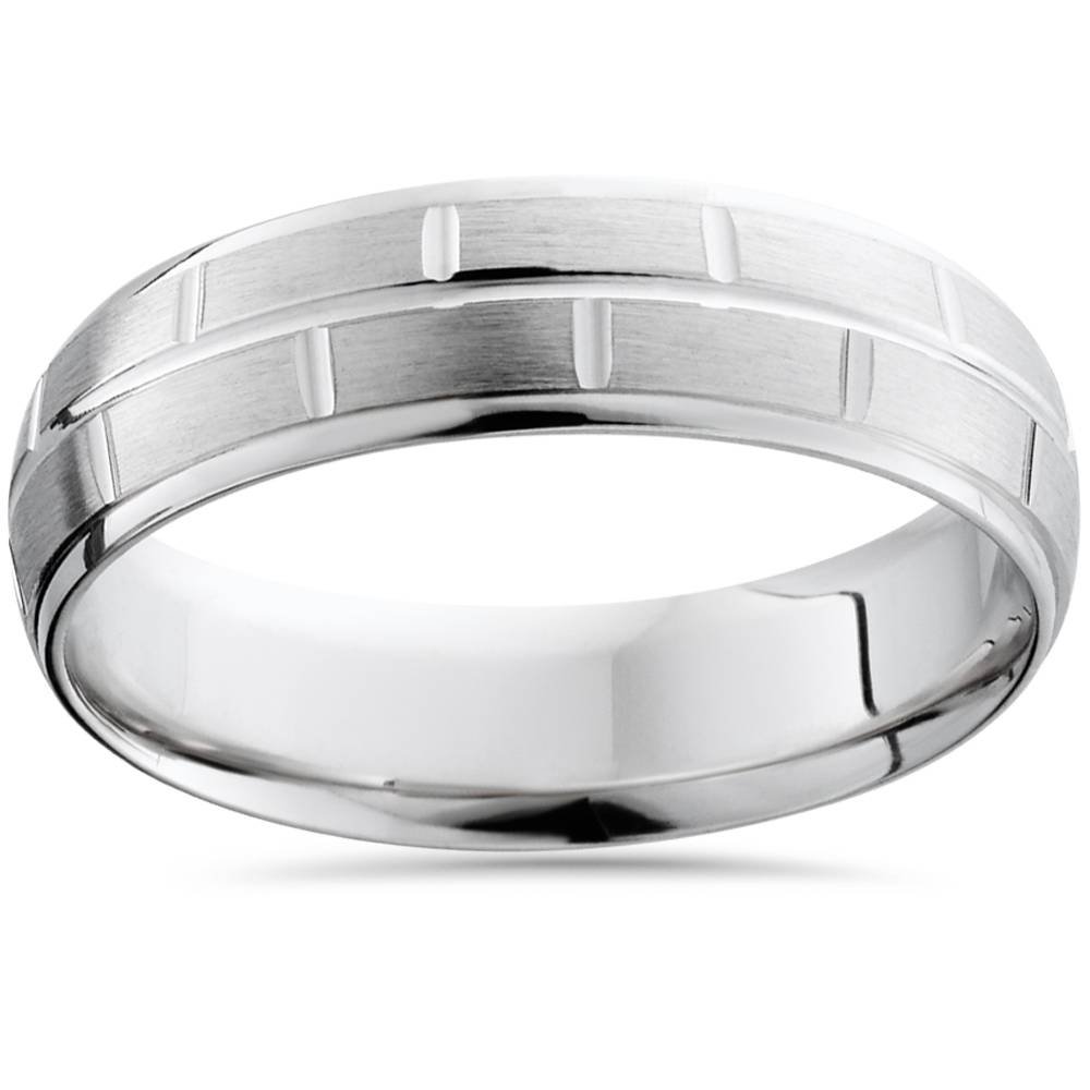 6mm Handmade Brushed 14K White Gold Wedding Band for Men - Perfect for Engagement, Anniversary & Everyday Wear