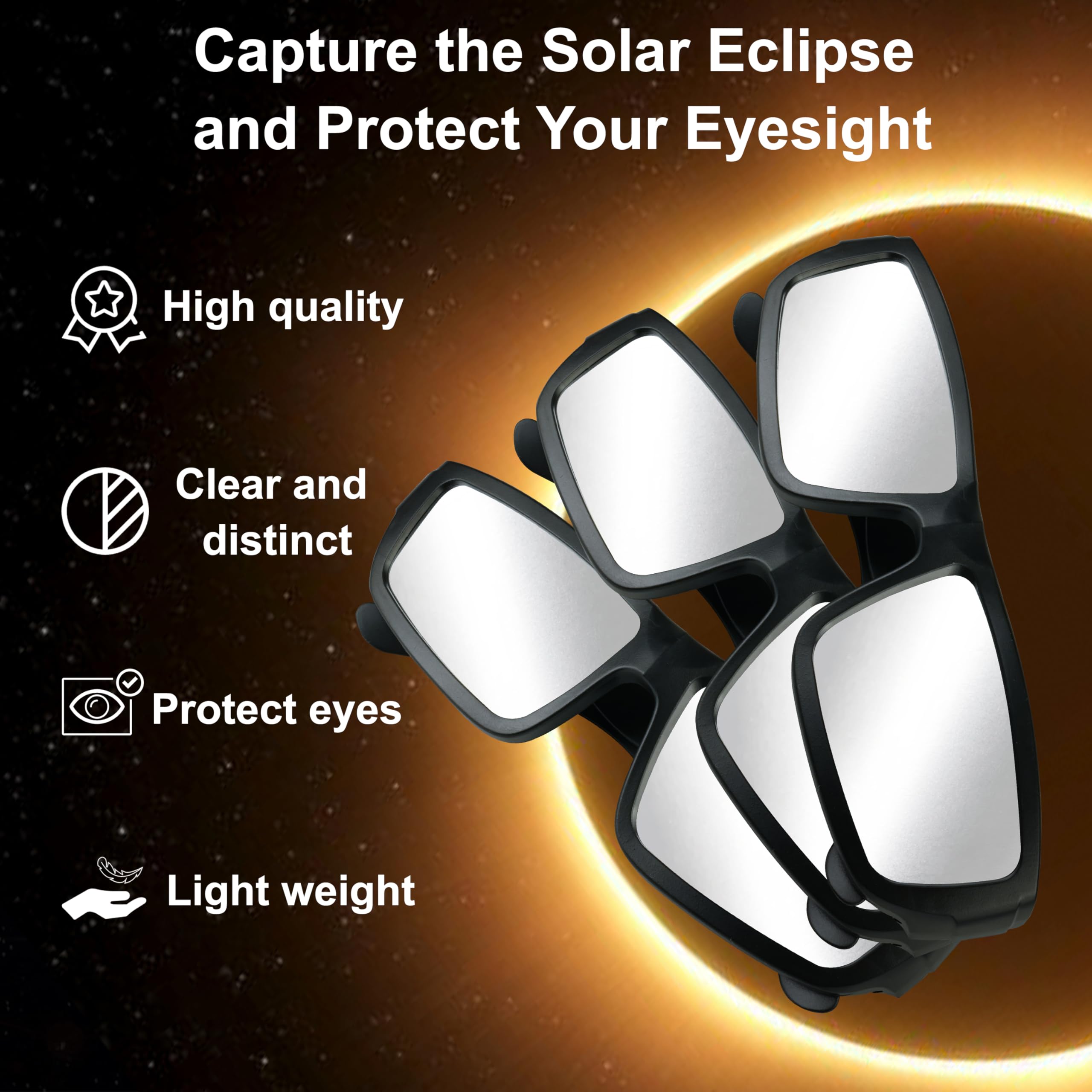 AAS Approved Solar Eclipse Glasses 2024 - ISO & CE Certified, 3 Pack for Sun Viewing - Perfect for Astronomy Events & Outdoor Activities