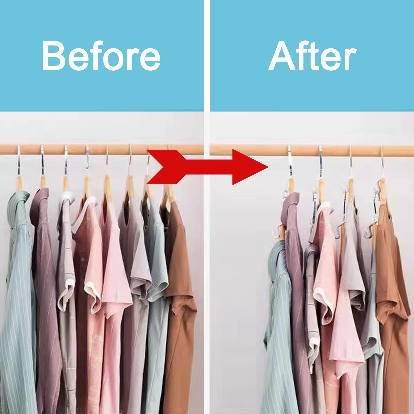 100 PCS Space Saving Hanger Hooks - Plastic Clothes Organizer for Storage & Closet