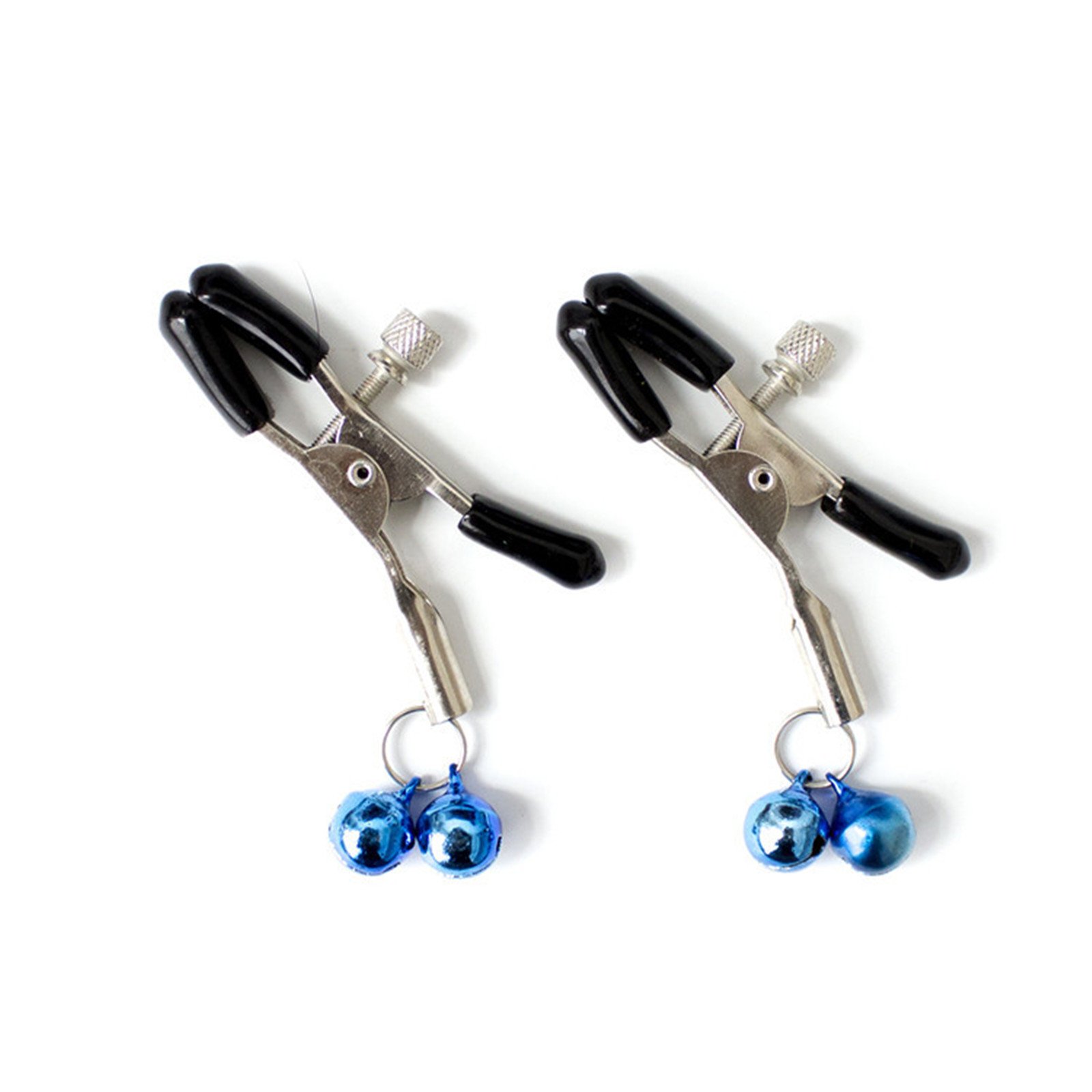 HiiBaby New SM Breast Vaginal Nipple Clamps with Double Bells - Sensual Massage Clip for Adults (Blue) | BDSM Accessories for Couples & Spicy Intimate Play