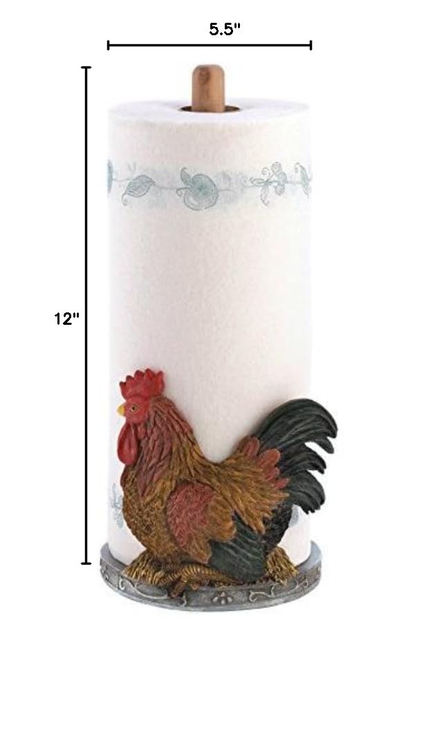 Rooster Paper Towel Holder - Rustic Kitchen Decor for Farmhouse Style