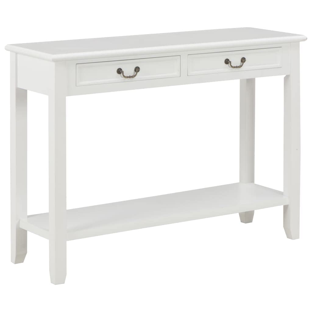 Modern White Console Table with 2 Drawers & Storage - 43.3