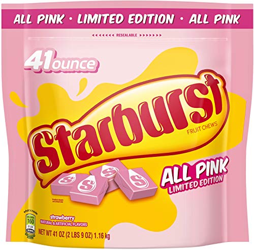 Starburst All Pink Strawberry Fruit Chews Candy - 41oz Bulk Bag | Sweet & Tangy Flavor for Parties, Halloween, Movie Nights & Office Snacks