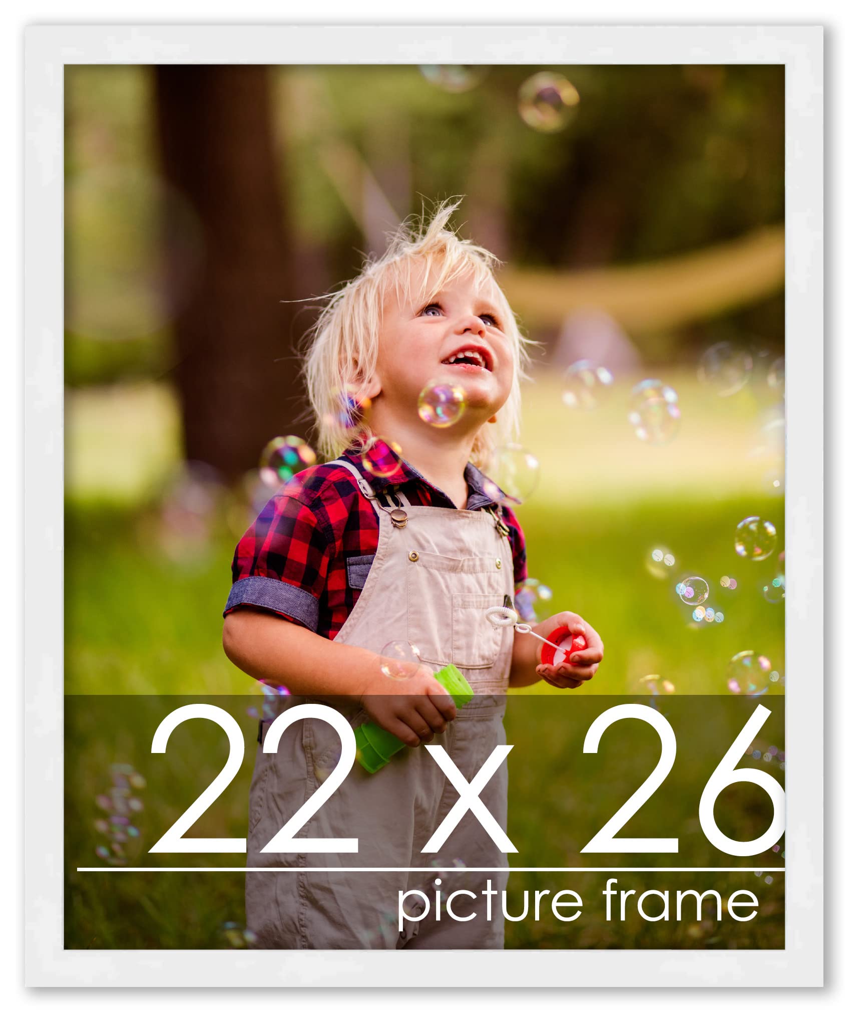 22x26 Contemporary White Wood Picture Frame with UV Acrylic & Foam Backing - Wall Art Display for Home, Office & Gallery Decor - Perfect for Posters, Photos & Canvas Prints