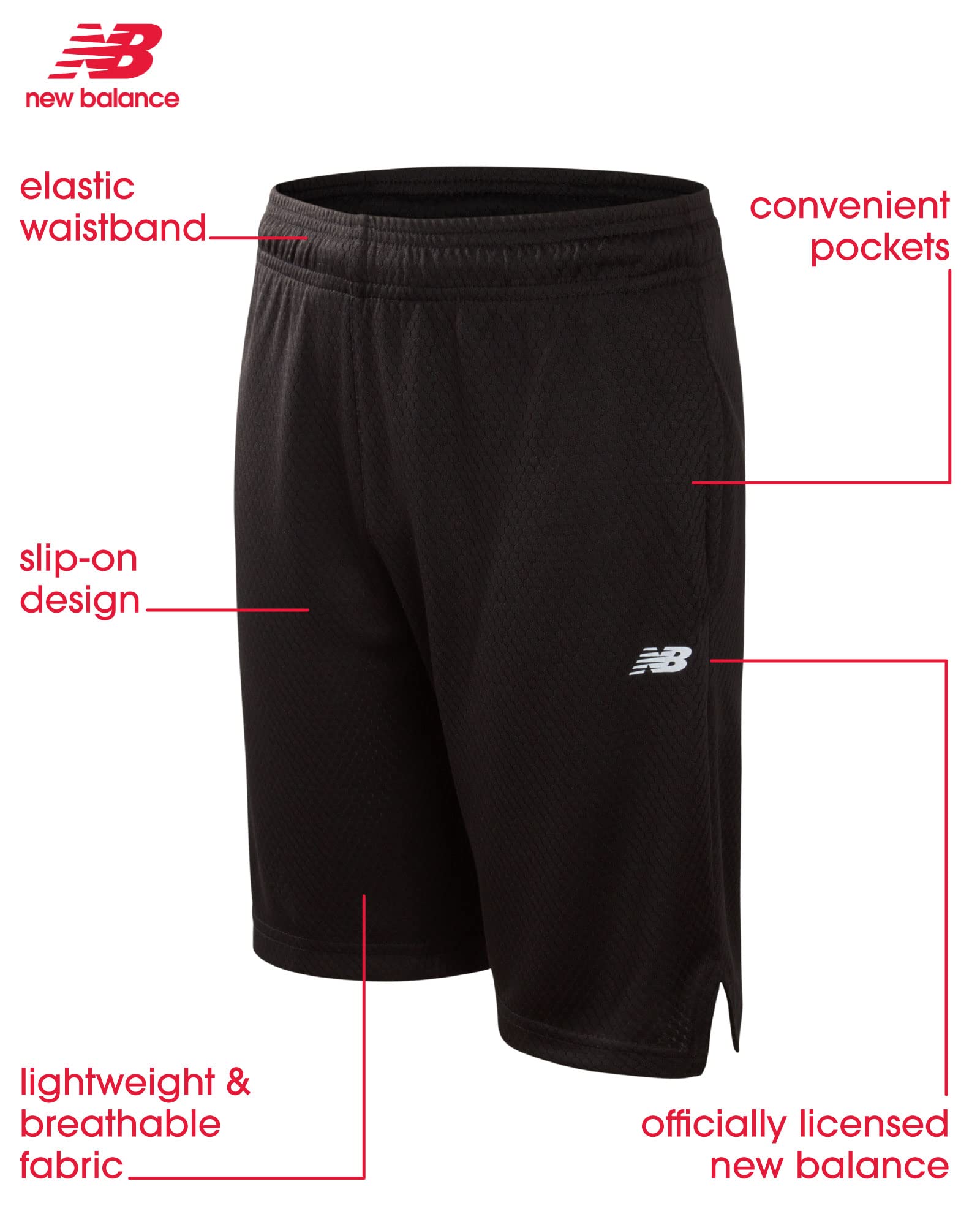 New Balance Boys' Athletic Shorts 2-Pack - French Terry Performance Gym Shorts for Active Kids (Sizes 4-16) | Perfect for Running, Basketball & School PE Class