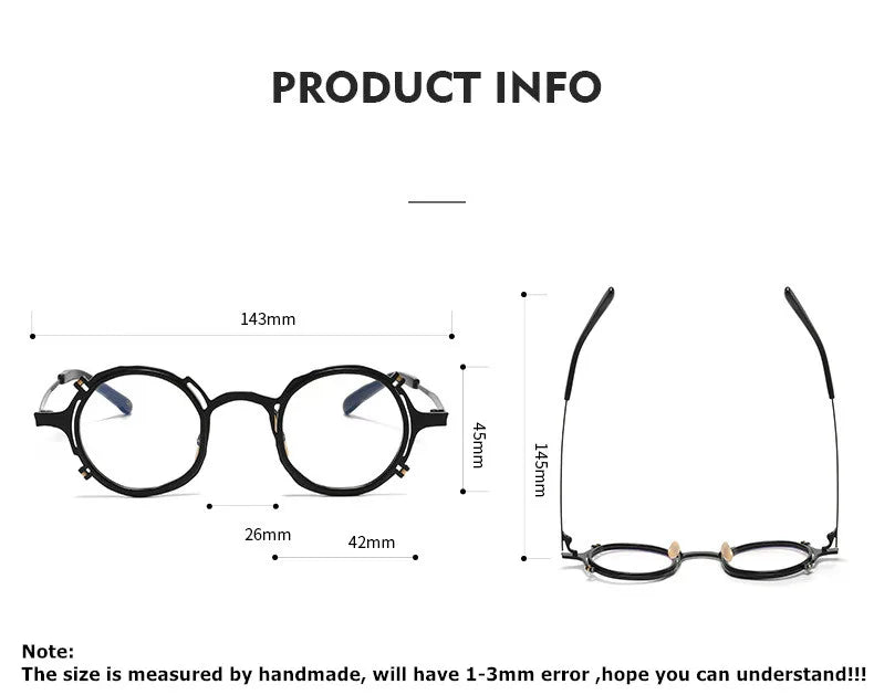 Aimee Unisex Full Rim Round Titanium Acetate Eyeglasses 4483 - Lightweight & Durable Frame for Men & Women - Perfect for Reading, Work & Fashion Accessories