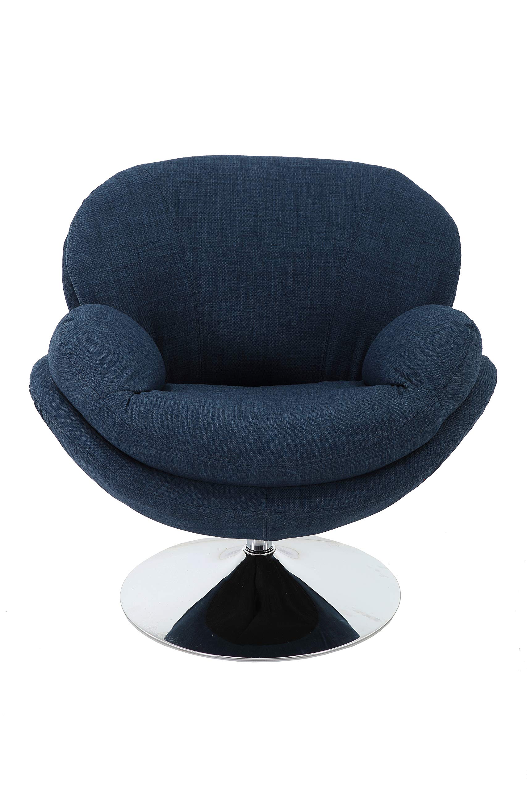 Comfort Mac Motion Scoop Accent Chair - Denim Fabric, Blue - Ergonomic Leisure Chair for Living Room, Bedroom & Office - Perfect for Relaxing, Reading & Lounging