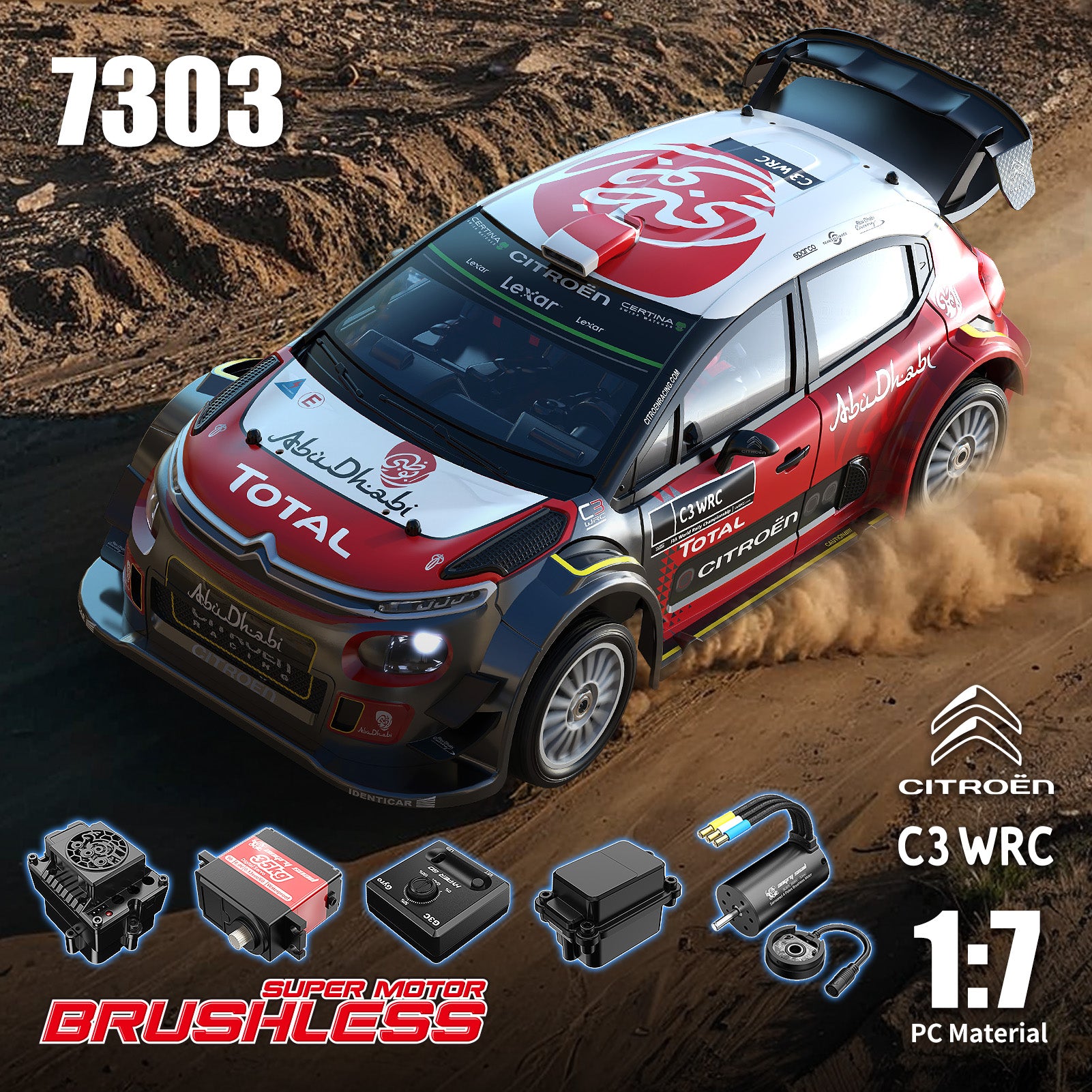 MJX Hyper Go 7303 1/7 Scale Brushless RC Rally Car - 60KM/H High Speed, WRC C3 Replica, Final Stable Version - Perfect for Off-Road Racing, Backyard Driving & RC Car Enthusiasts