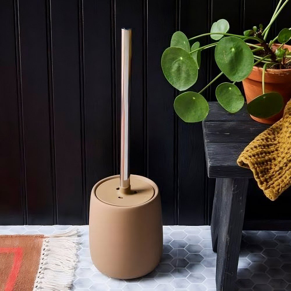 BLOMUS Sono Toilet Brush with Holder - 15.35 Inch (39cm) Natural Tan Bamboo Bathroom Cleaning Tool - Perfect for Modern Toilets, Restrooms & Home Sanitation