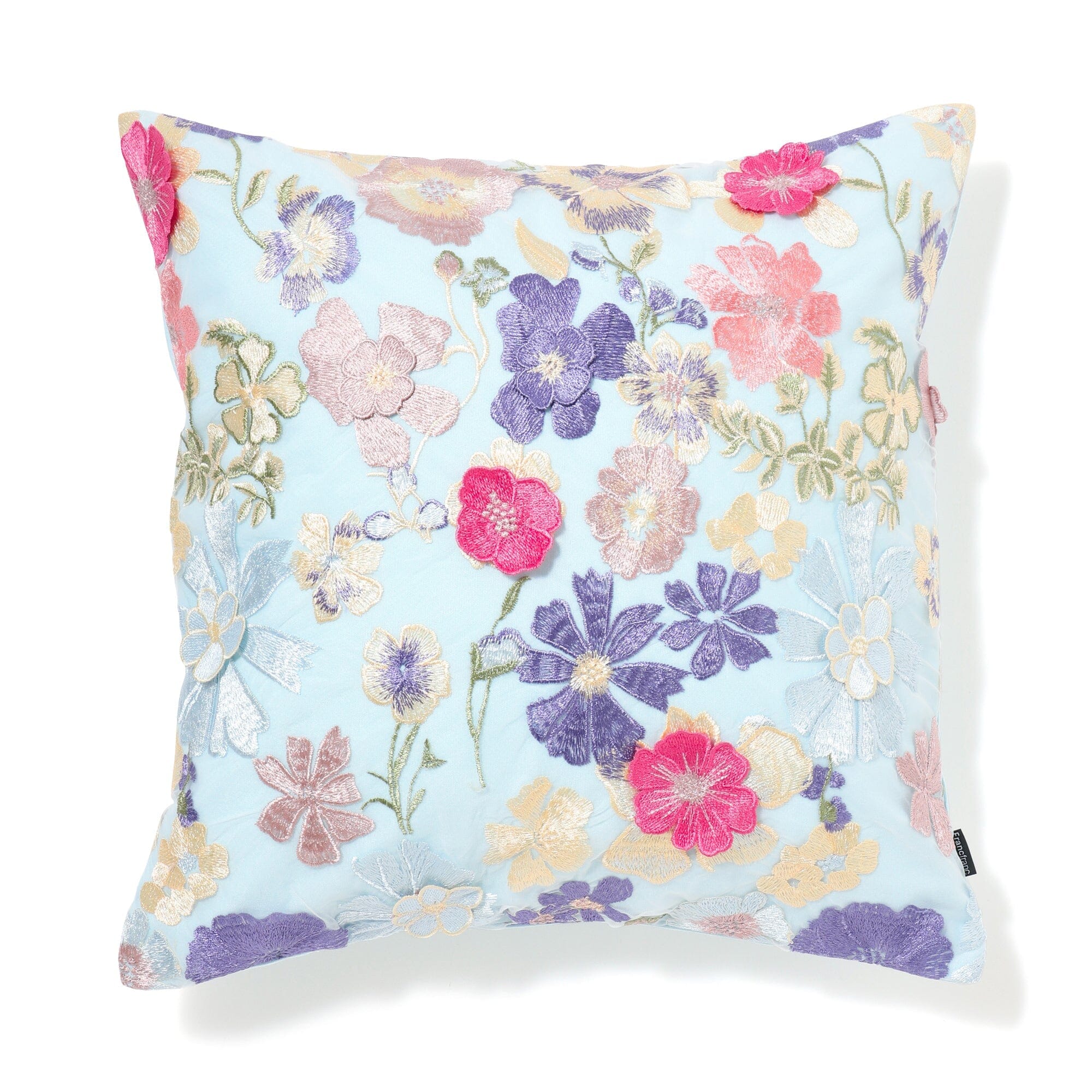 Embroidered Flower Cushion Cover 18x18 Inches - Boho Home Decor for Sofa, Bed, Living Room - Multi-Color Bohemian Pillow Case for Cozy Home Styling