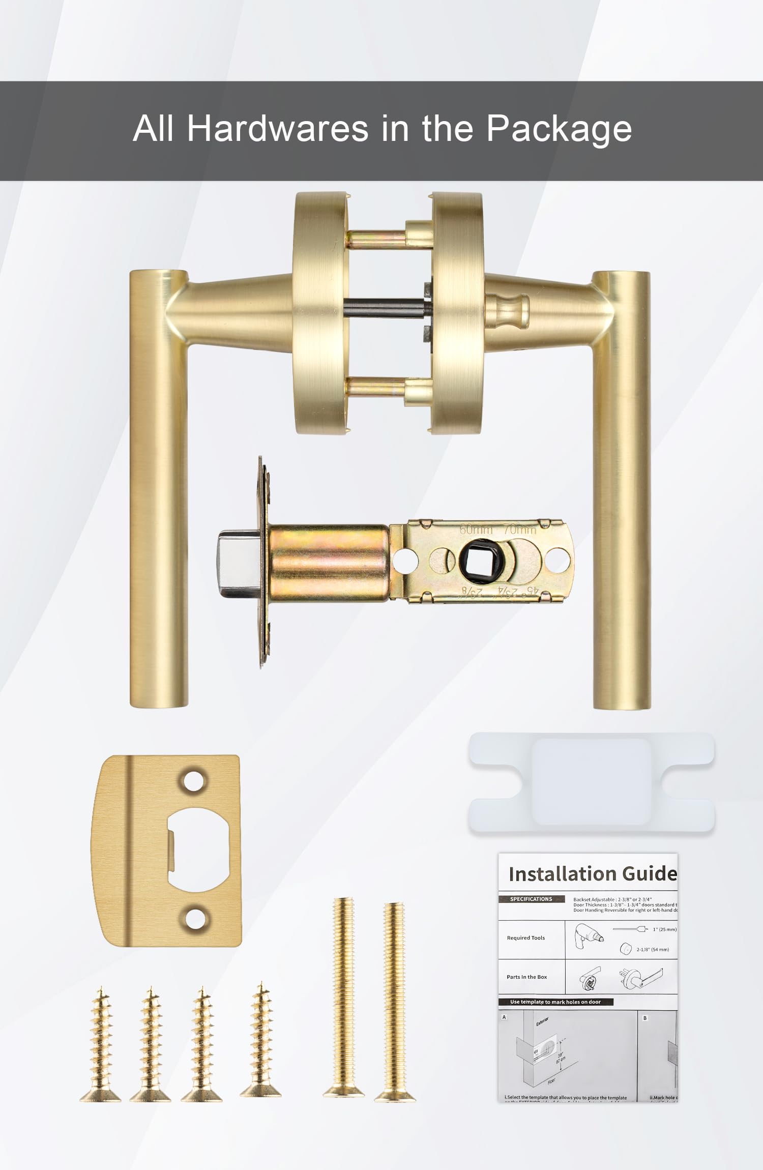Premium Brushed Gold Interior Door Handles - Heavy Duty Privacy Lever Set for Bedroom & Bathroom Doors | Modern Hardware for Home Decor & Room Upgrades