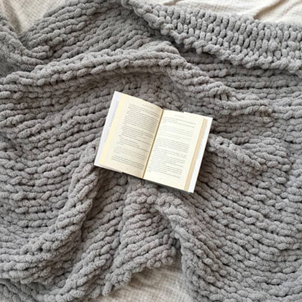 Extra Large Hand-Knit Chenille Throw Blanket 71x71 Inches - Soft Arm Knitted Blanket for Living Room, Bed, Sofa - Perfect Cozy Gift for Christmas, Family & Home Decor