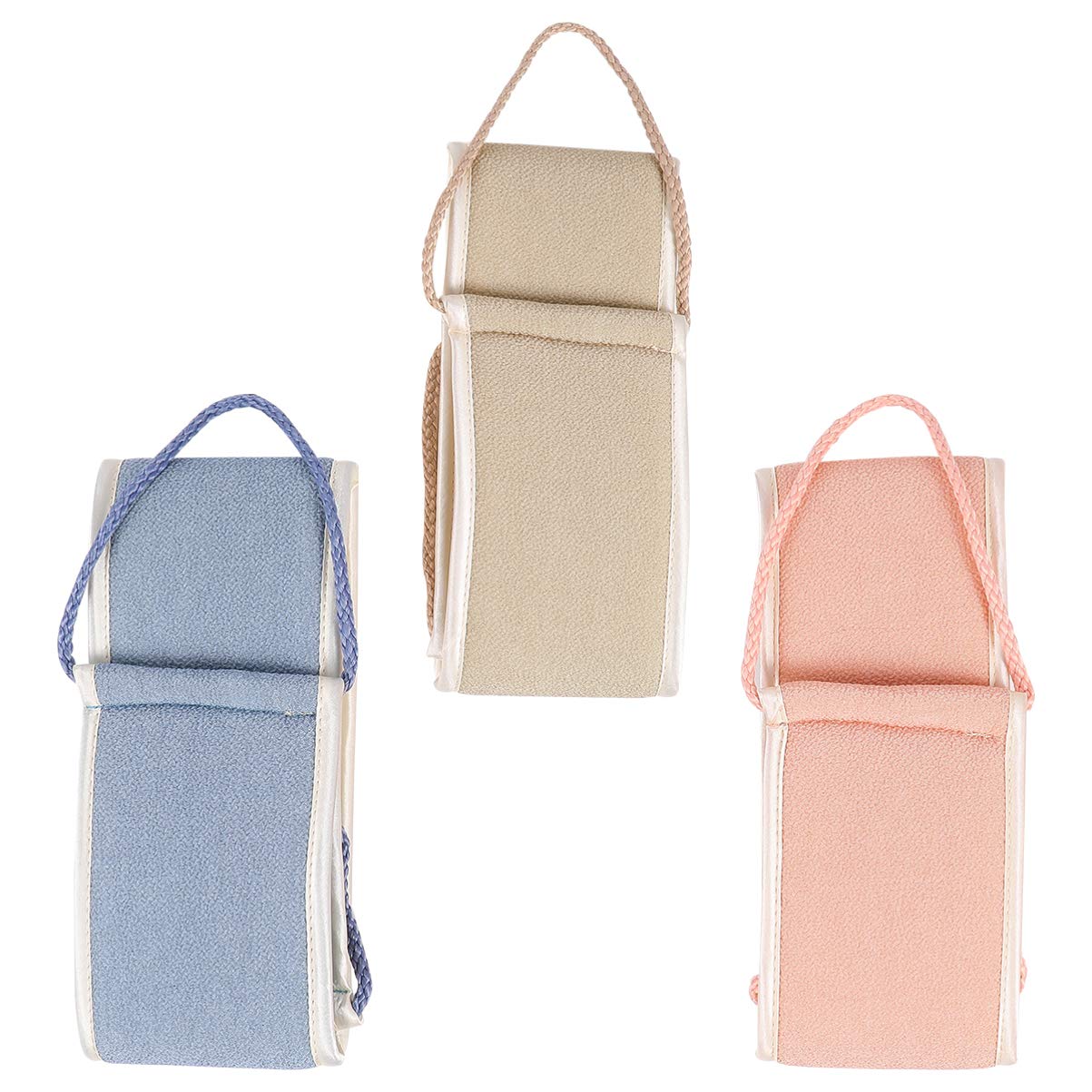 Healifty Exfoliating Body Scrubber - Soft Back Scrub Towel for Women (3-Pack, Blue & Dark Coffee) | Gentle Skin Exfoliation for Shower, Spa & Dry Brushing Routine
