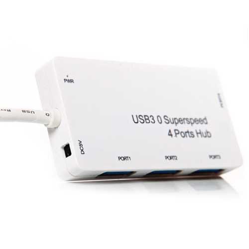 5Gbps High-Speed USB 3.0 4-Port Hub with Power Adapter - Expand Connectivity for Laptop, PC, Gaming & Office Setup