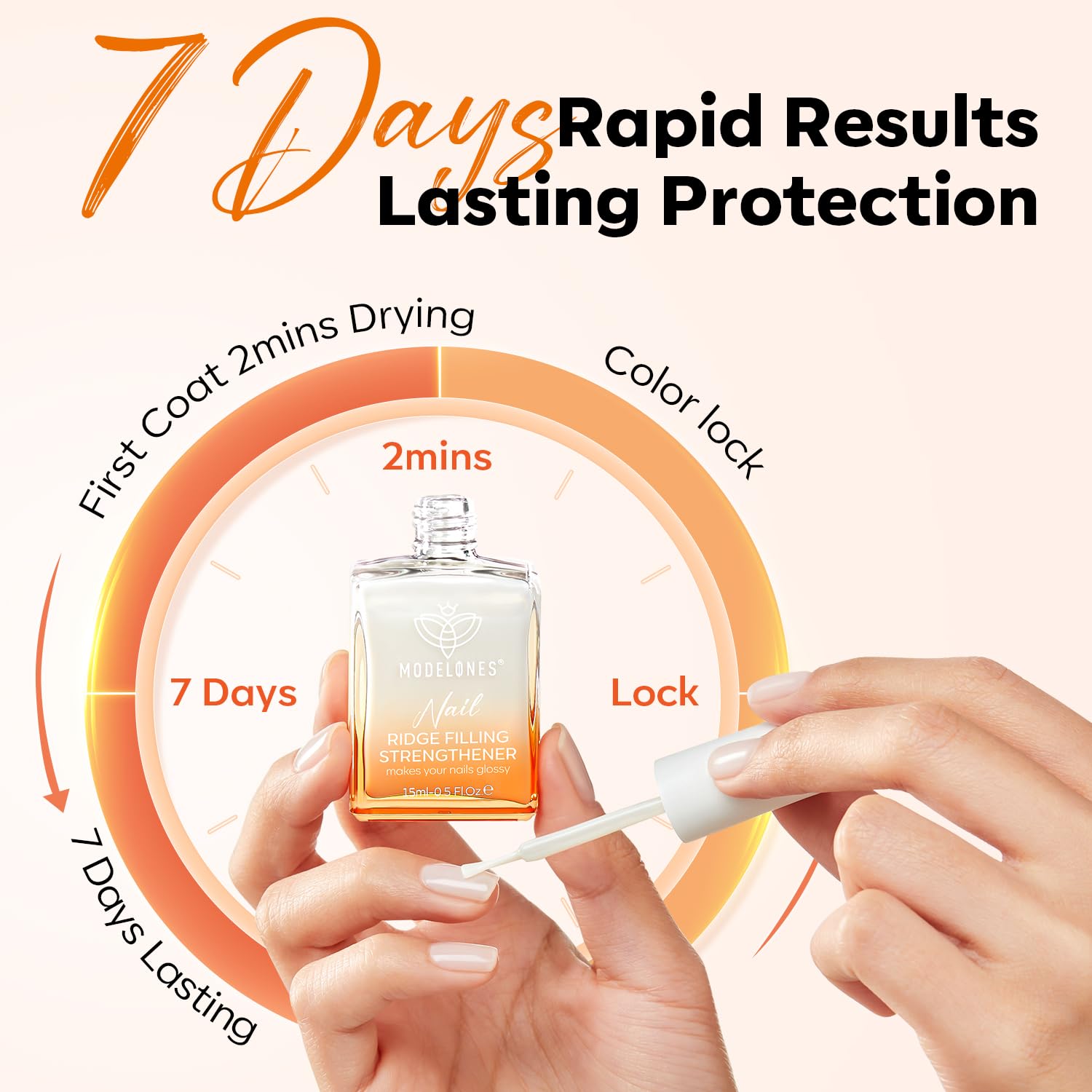Modelones Nail Strengthener & Ridge Filler - Repairing White Nail Polish for Thin, Damaged Nails - 15ml Growth Treatment for Stronger, Healthier Nails - Perfect for Manicures & Nail Care Routine
