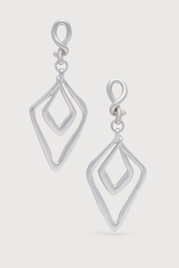 Open Double Diamond Abstract Dangle Earrings for Women - Elegant Geometric Drop Earrings for Party, Wedding & Evening Wear