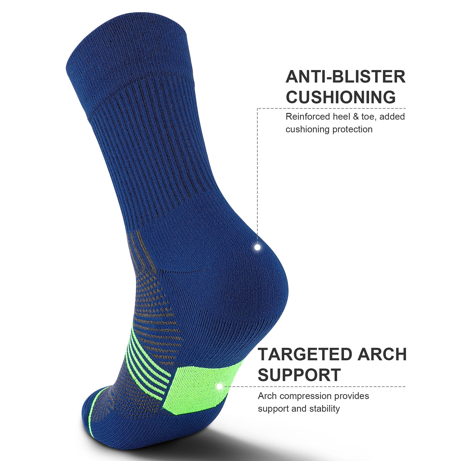 GECKOMAN x PAPLUS Compression Athletic Crew Socks for Men & Women - Moisture-Wicking Performance Socks for Running, Hiking & Sports - Best Workout Socks for Athletes