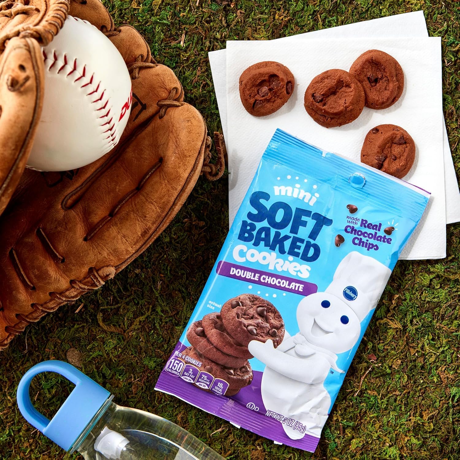 Pillsbury Mini Double Chocolate Cookies - 6 Count, 18 oz (Pack of 9) | Soft Baked Chocolate Chip Cookies for Snacks, Parties & Lunchboxes | Perfect for Kids, Office Treats & Holiday Desserts