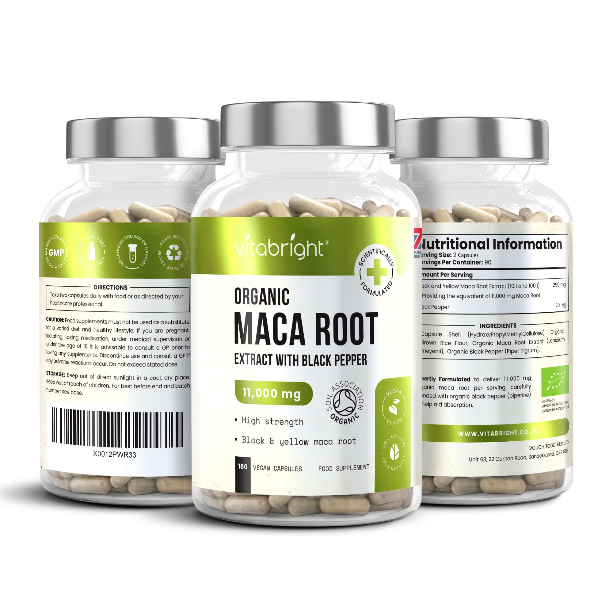 Premium Black Maca Root Capsules 11,000mg - Organic Peruvian Maca Powder Extract for Men & Women (180 Count) - Supports Energy, Fertility & Vitality - Perfect for Daily Wellness & Natural Performance Enhancement