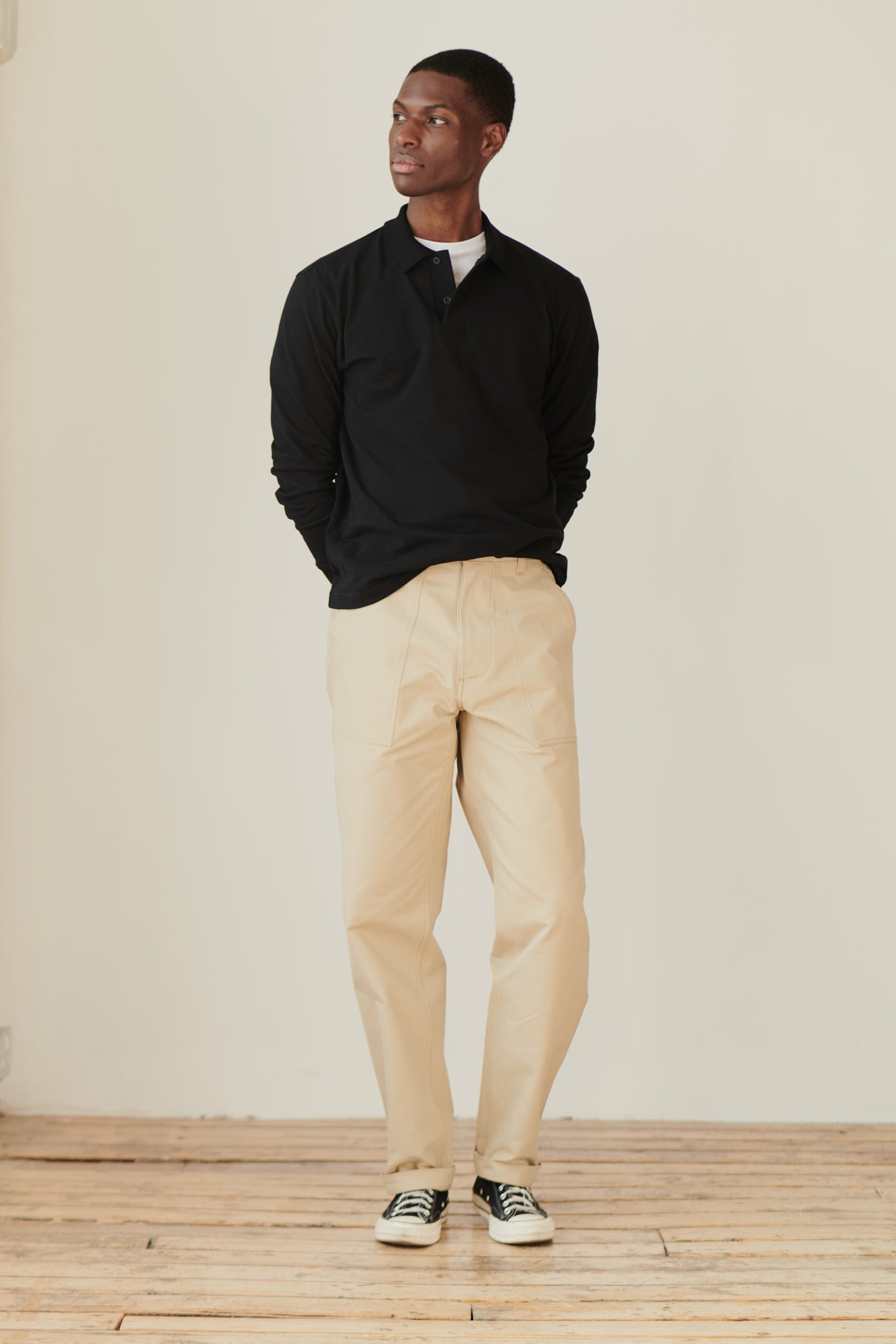 Premium Men's Long Sleeve Polo Shirt - Breathable Cotton Blend, Slim Fit, Black - Perfect for Business Casual, Golf & Office Wear