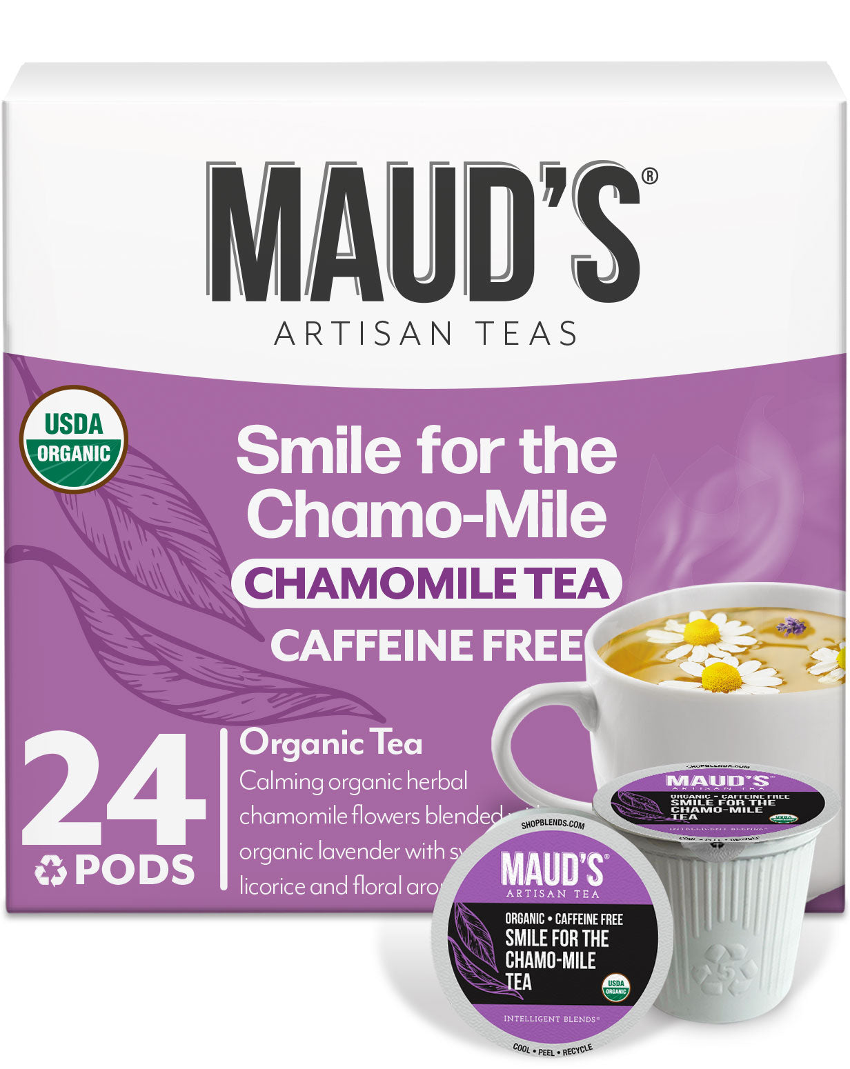 Organic Chamomile Lavender Tea Pods by Maud's - Relaxing Herbal Tea for Stress Relief & Better Sleep - Perfect for Evening Relaxation & Meditation