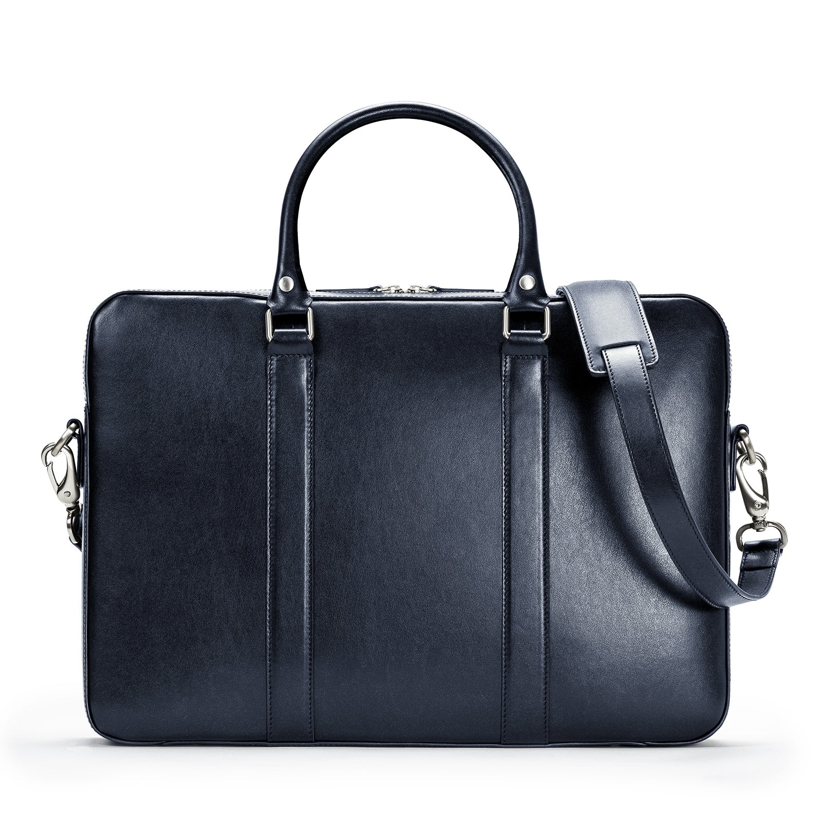 Premium Soft Leather Briefcase for Men - Navy Blue Business Bag - Perfect for Office, Commute & Travel