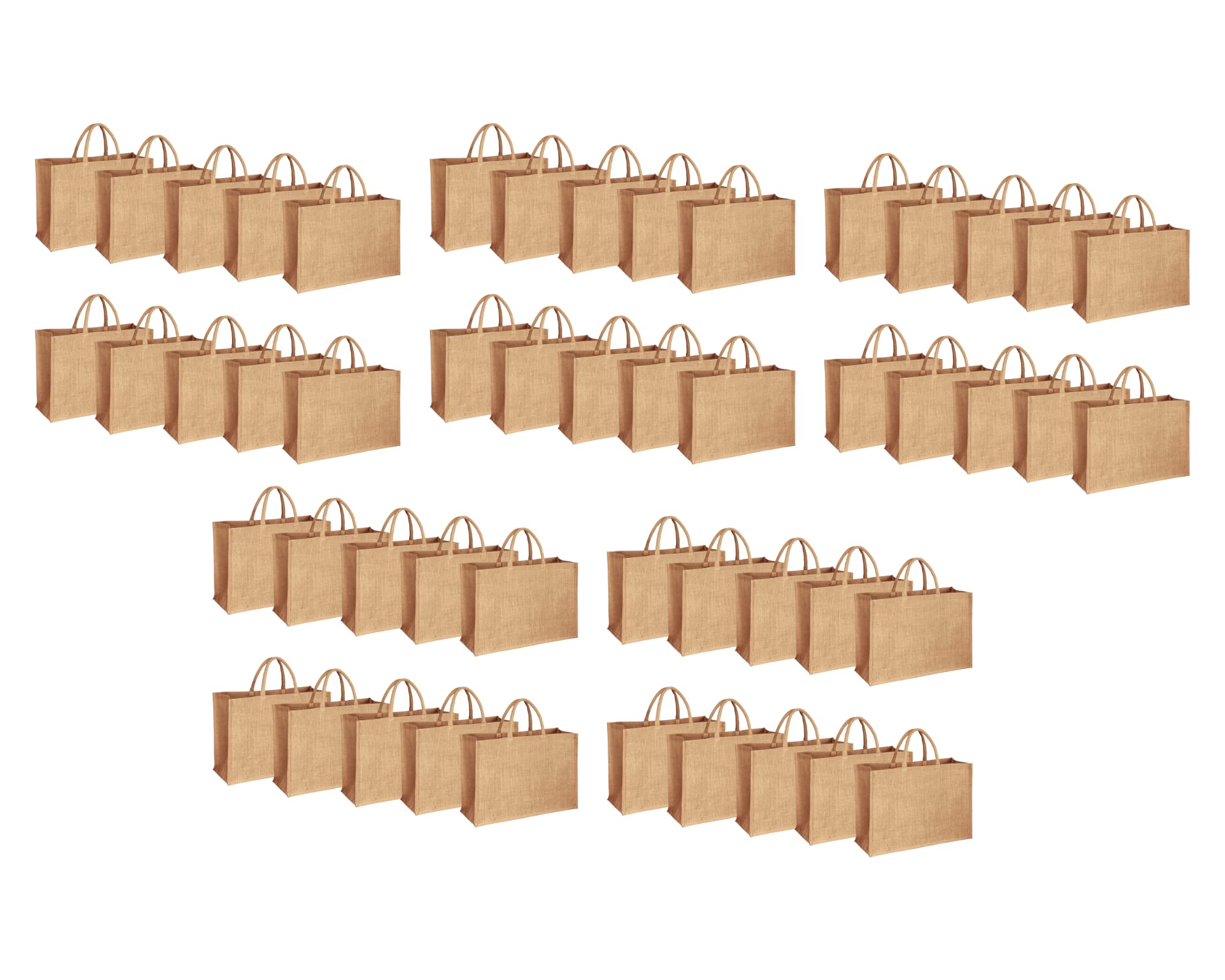 10 Pack Extra Large Jute Burlap Tote Bags - 18”x13”x8” Eco-Friendly Beach Bags with Cotton Handles for Shopping, Groceries, Picnics & Farmers Market