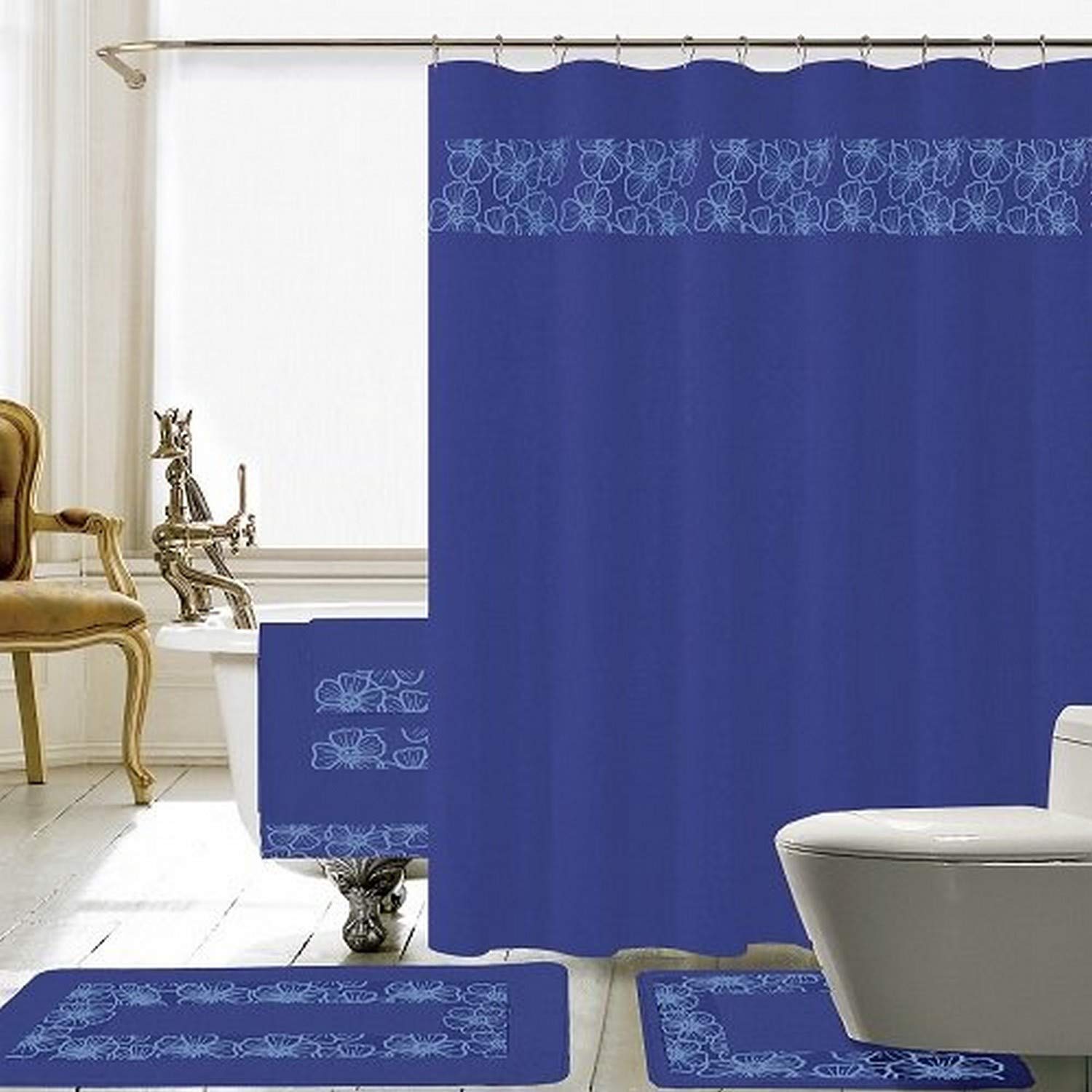 Daniel's Bath 18PC Navy Blue 18-Piece Lilian Bath Towel Set - Soft & Absorbent for Spa, Bathroom & Luxury Home Decor