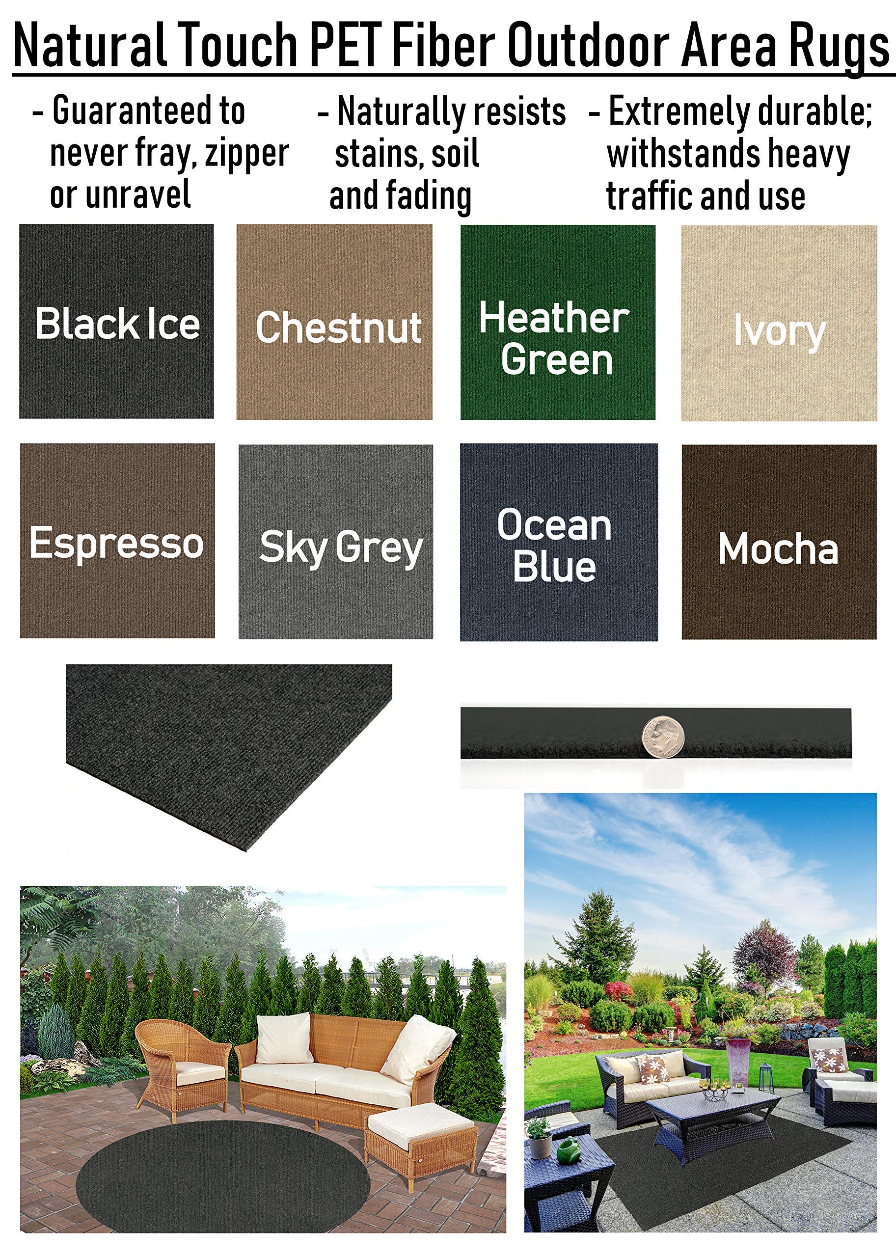 KOECKRITZ Premium Indoor/Outdoor Runner Rug - 3'x12' Mocha - Eco-Friendly PET Fiber from 100% Recycled Bottles - Durable & Stain-Resistant for Patio, Deck, Living Room & High-Traffic Areas