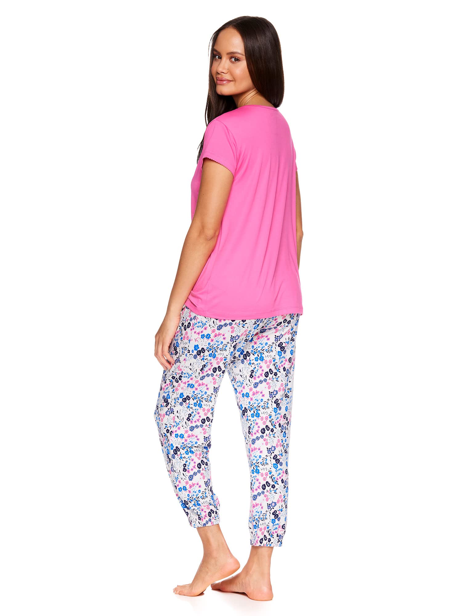 U.S. Polo Assn. Women's Pajama Sets - Soft Cotton Tee and Capri Pajama Pants Lounge Set for Women | Comfortable Sleepwear for Nighttime & Relaxing at Home
