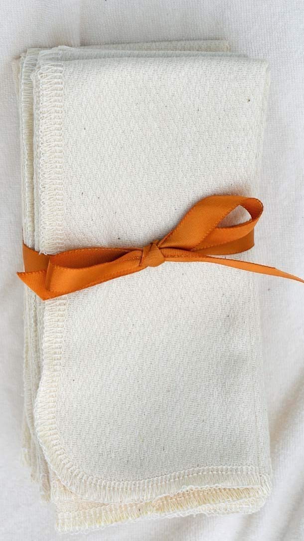 1-Ply Organic Cotton Paperless Towels - 11x12 Inches, Set of 10, Sewn with Matching Organic Cotton Thread - Eco-Friendly Reusable Kitchen Towels for Cleaning, Dish Drying & Sustainable Living - Made in USA