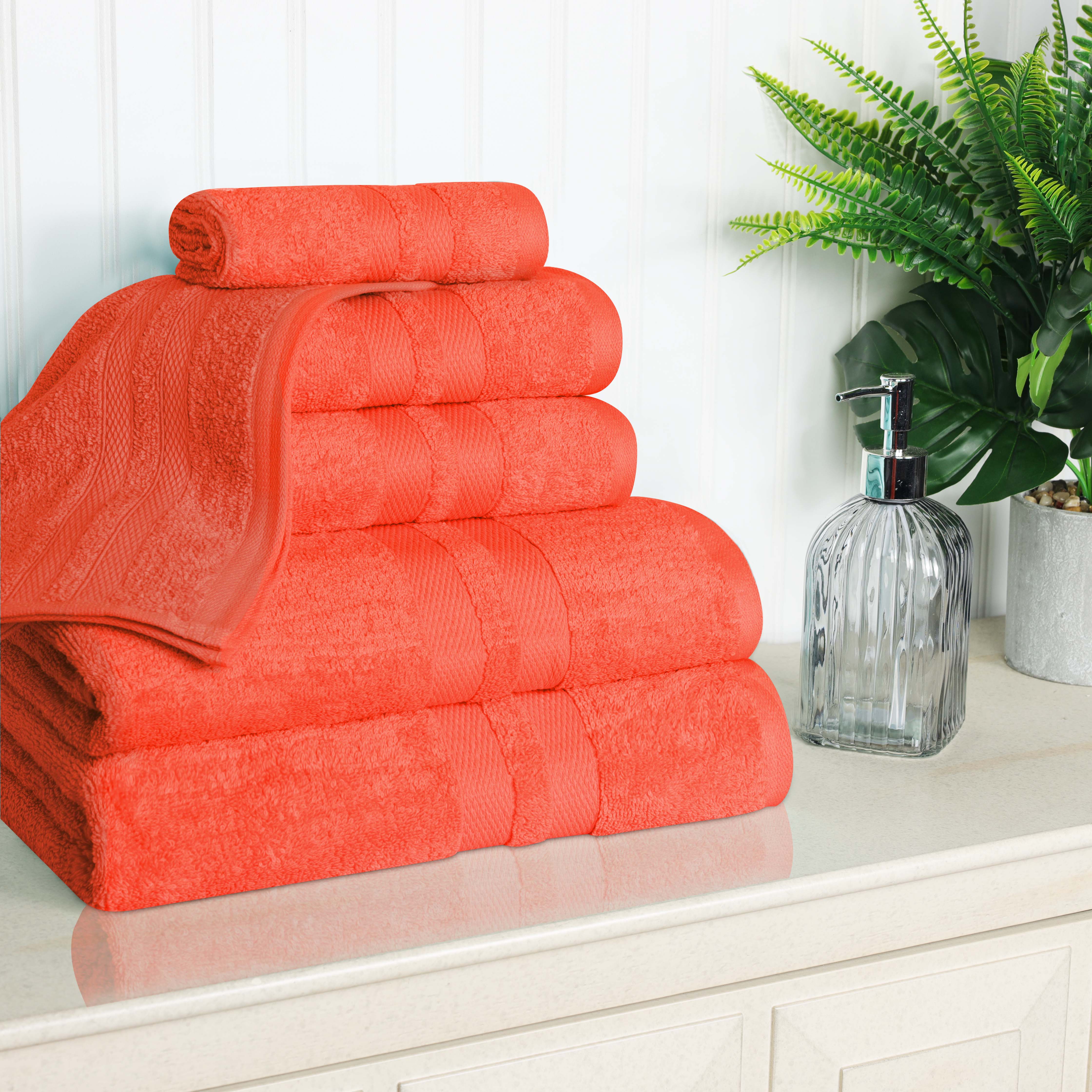 Ultra Soft Cotton Absorbent Bath Towel Set - 6 Piece Solid Color Collection for Spa, Gym & Luxury Home Use