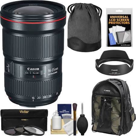 Canon EF 16-35mm f/2.8L III USM Wide Angle Zoom Lens with UV/CPL/ND8 Filter Kit & Professional Backpack - Perfect for Landscape, Travel and Wedding Photography
