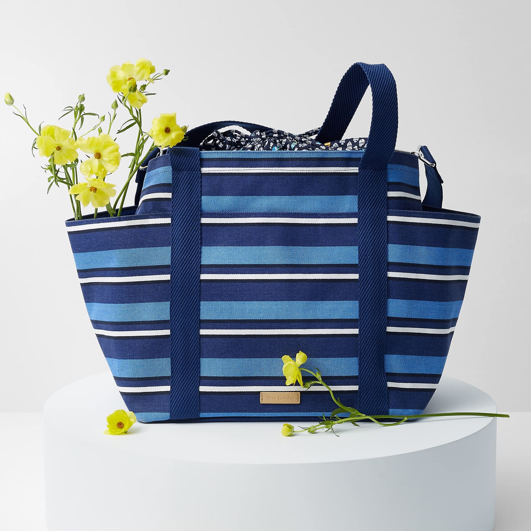 Vera Bradley Women's Deluxe Canvas Tote Bag - Stylish Large Handbag for Work, Travel & Shopping | Water-Resistant & Durable Designer Tote with Multiple Pockets