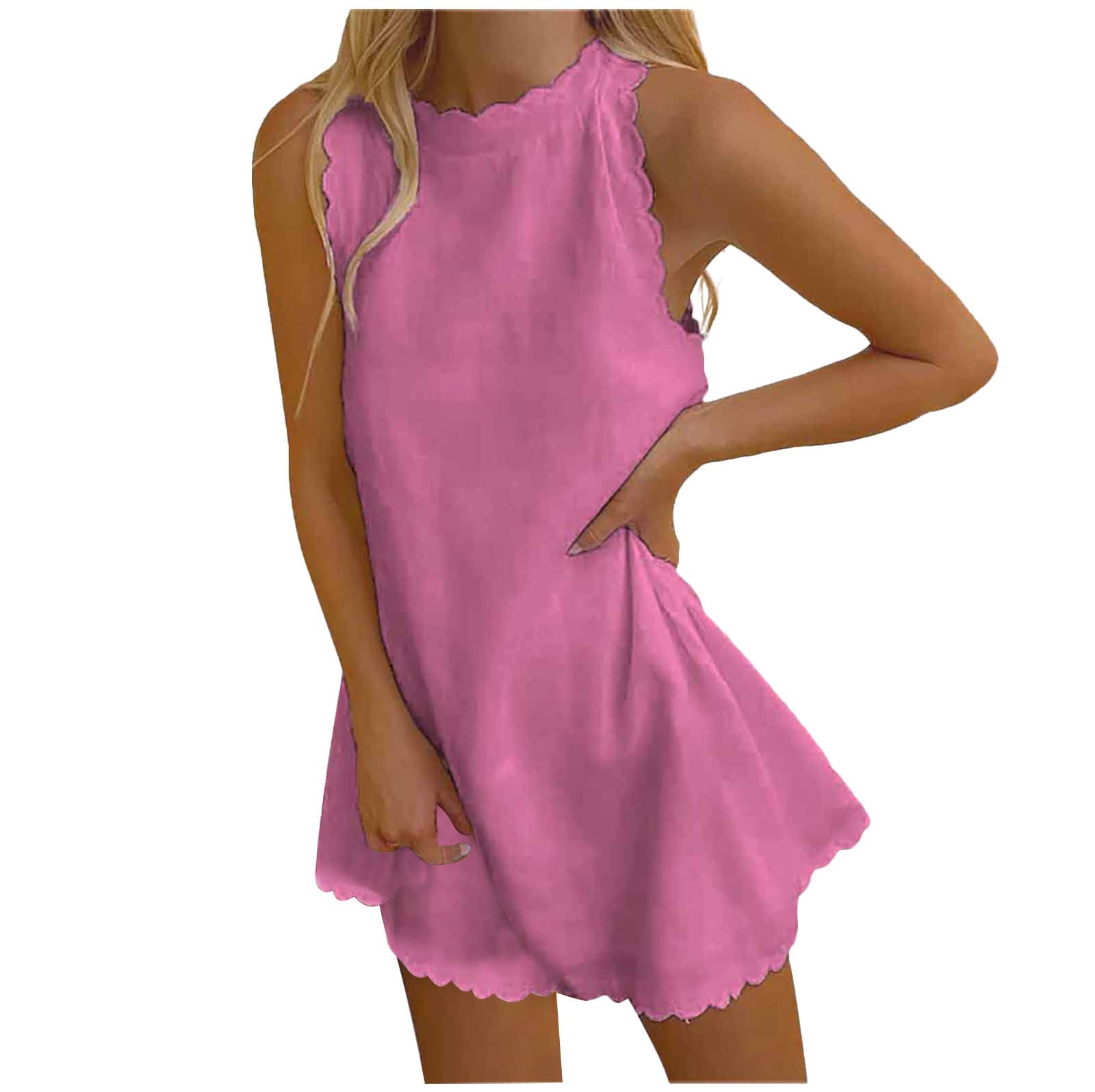 Women's Summer Dresses 2023 - Sleeveless Round Neck Casual Beach Dress, Solid Color Flowy Maxi Dress for Vacation, Pool Party & Outdoor Date Night