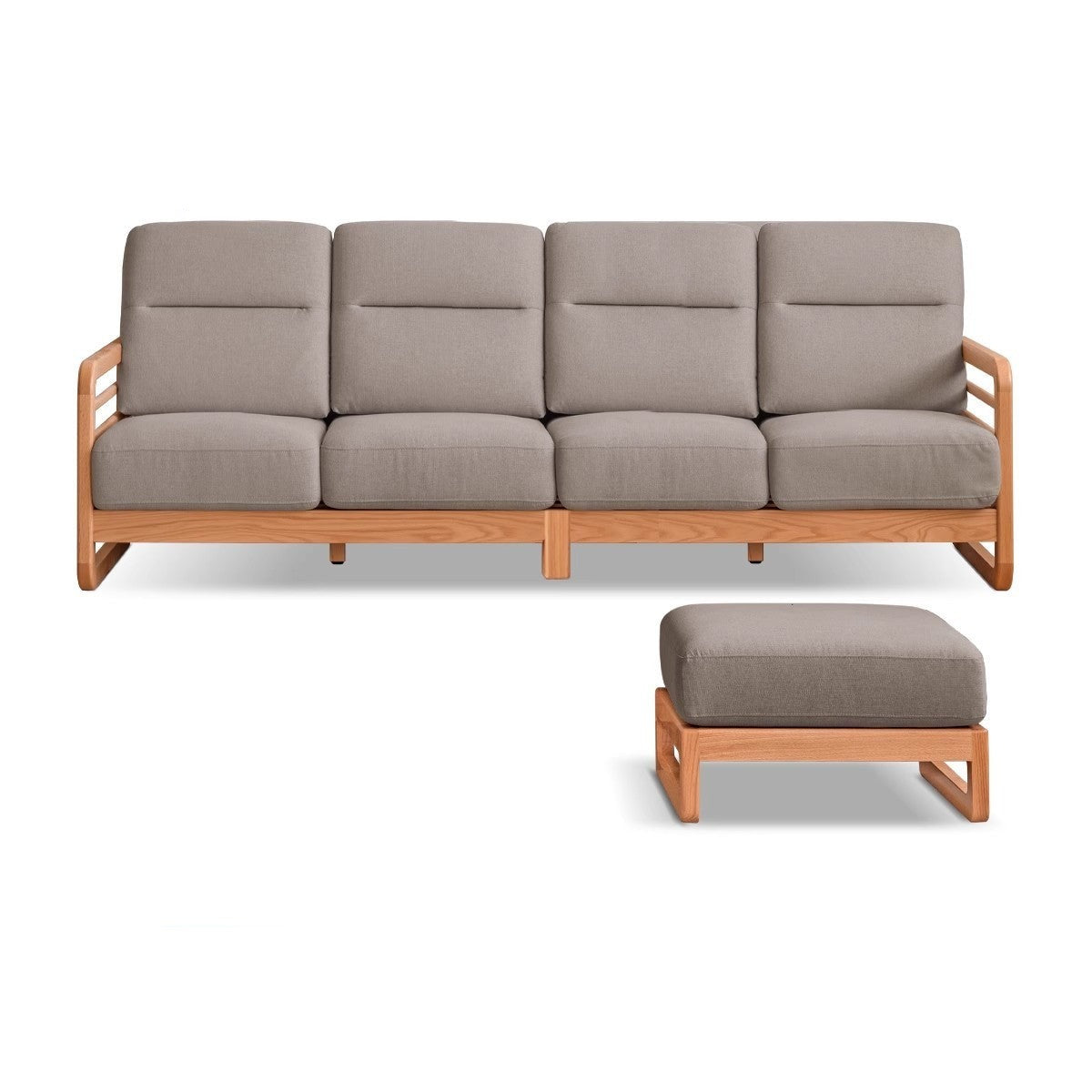 Oak Wood Fabric Sofa with String Style Backrest - Modern Living Room Furniture for Comfortable Home Decor