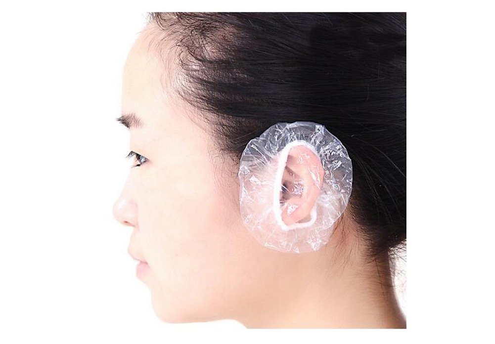 100Pcs Clear Disposable Ear Caps - Waterproof Ear Protector Covers for Hair Dye, Salon, Swimming & Showering - Soft Latex-Free Ear Protection for Adults & Kids