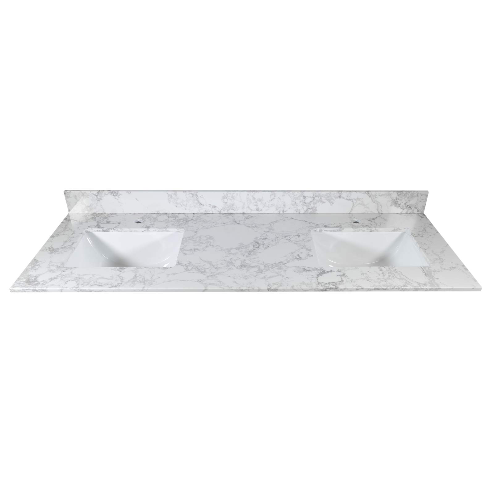 60 Inch Modern Bathroom Vanity with Sink - Engineered Stone Vanity Top with Marble Rectangular Undermount Ceramic Sink, Faucet Hole & Backsplash - Reinforced Packaging (1 Hole Sink) - Perfect for Master Bathroom, Guest Bath & Home Renovation