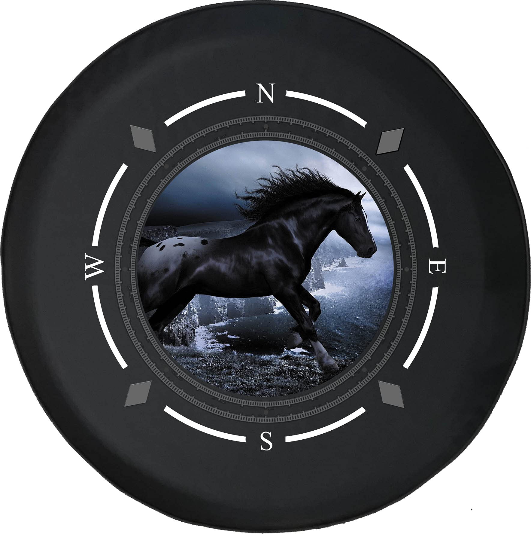 Premium American Unlimited Spare Tire Cover with Compass Stallion Design - Universal Fit for SUVs, Trailers, RVs & Most Vehicles | Durable Wheel Protection for Off-Road Adventures & Camping Trips