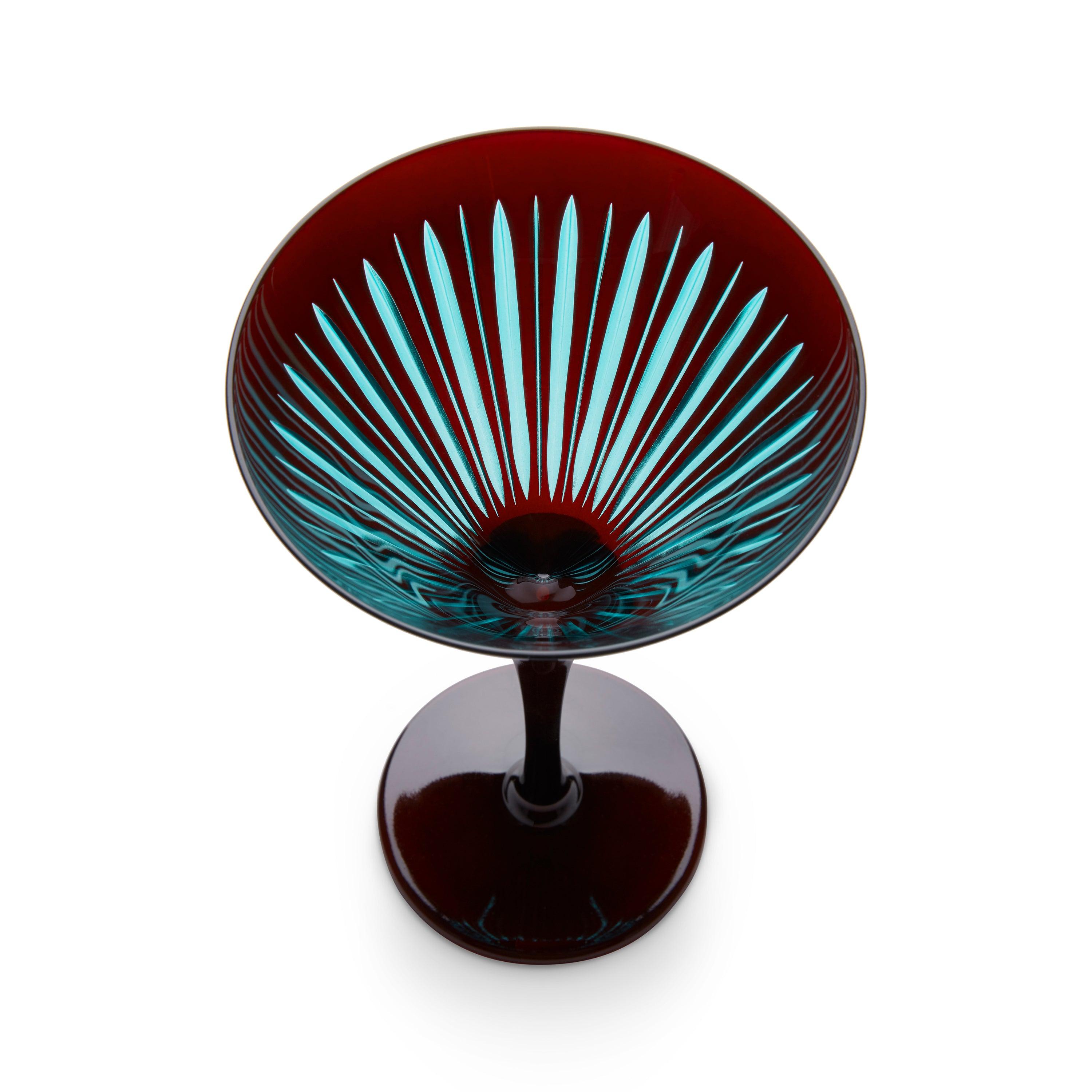 Elegant Prism Martini Glasses - Set of 4 Bordeaux Red Wine Glasses for Cocktail Parties & Home Bar Decor