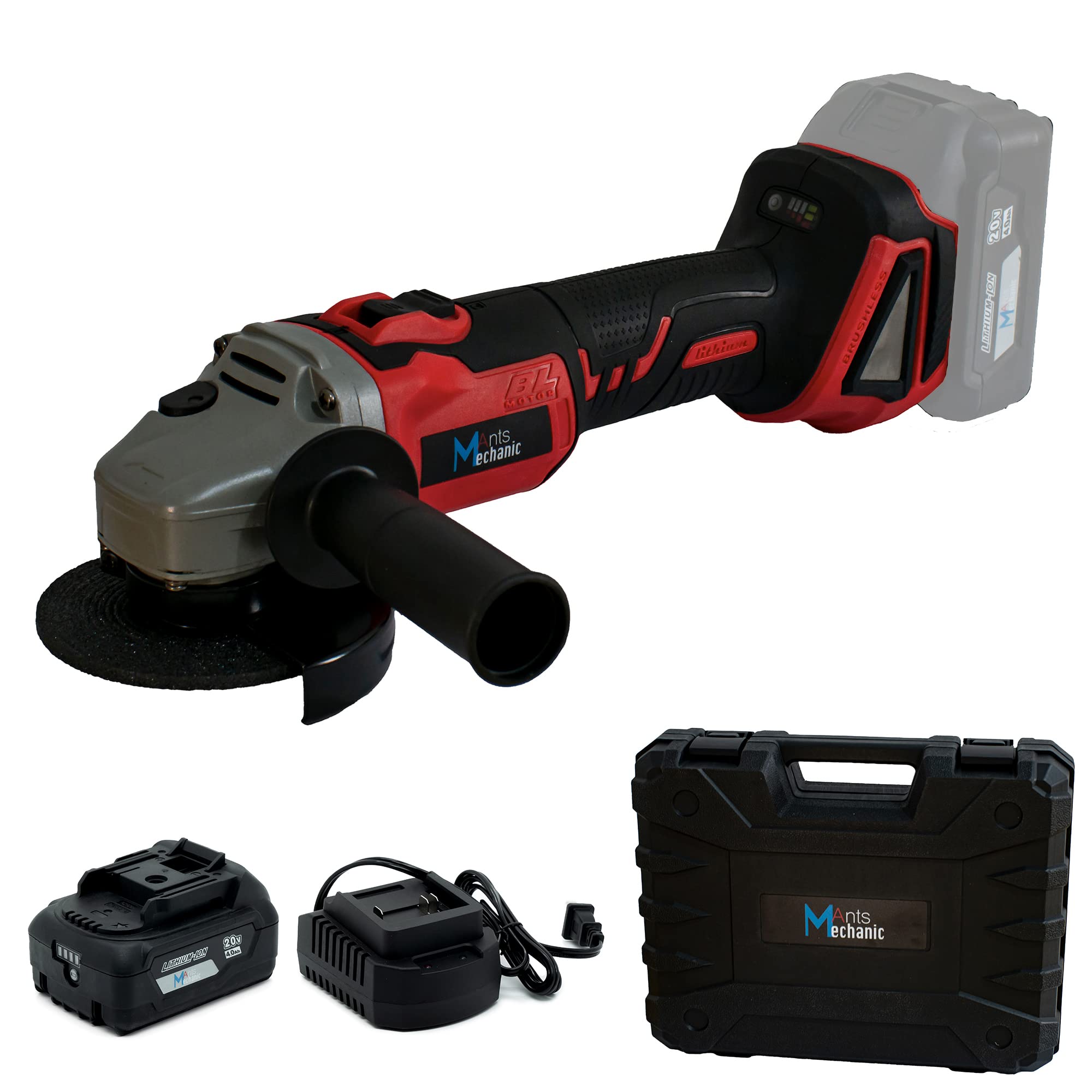 20V Cordless Angle Grinder with 4.0Ah Battery & Fast Charger - 4