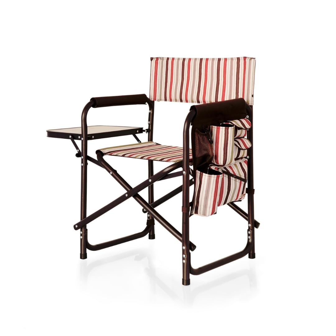 ONIVA - a Picnic Time Brand - Portable Folding Sports Chair with Detachable Side Table, Lightweight Beach Camping Chair for Adults - Perfect for Outdoor, Picnic, Beach, Camping & Sporting Events (Moka)